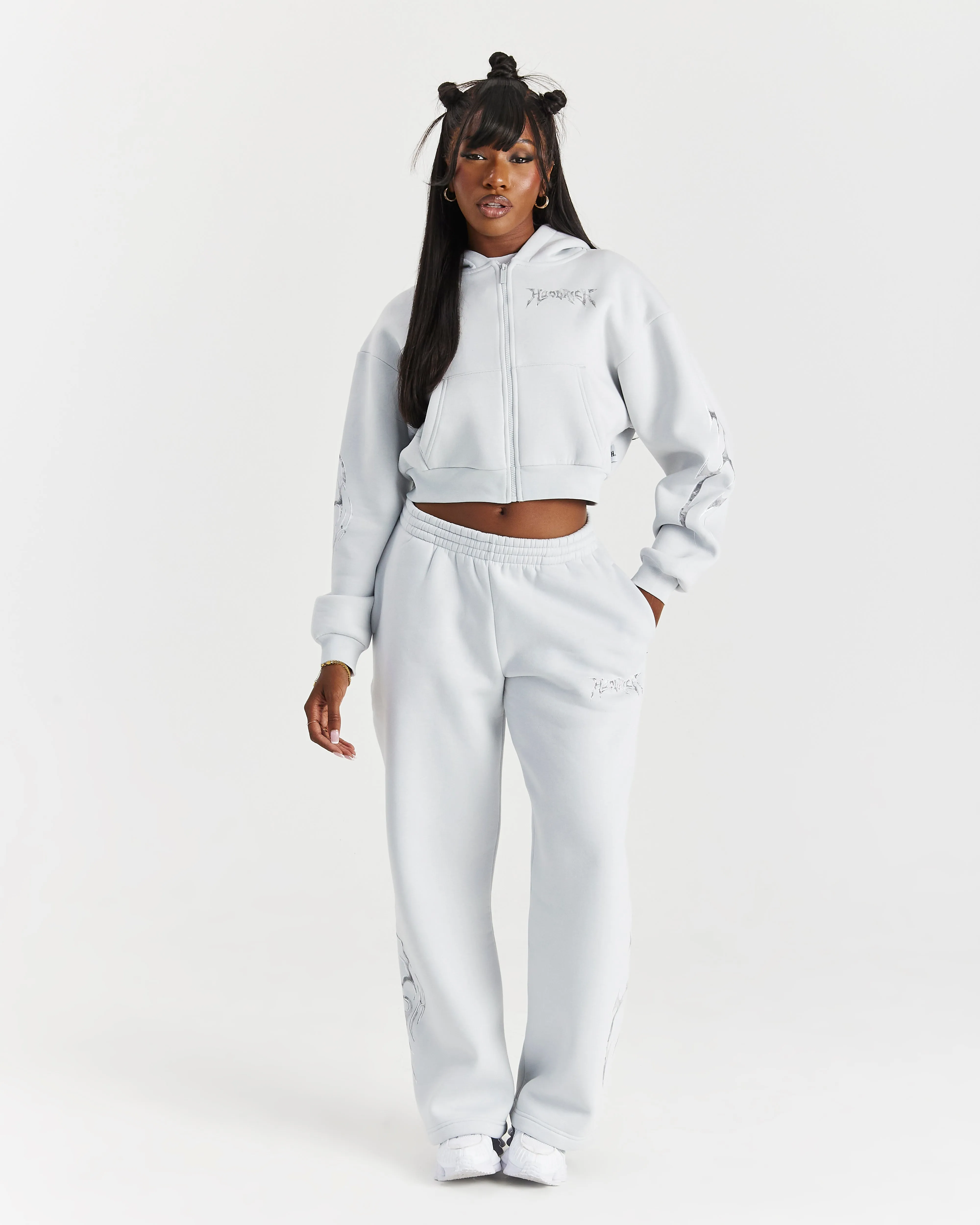 Spark Boxy Zip Hoodie - Off White/Silver sold by Hoodrich product image thumbnail 3