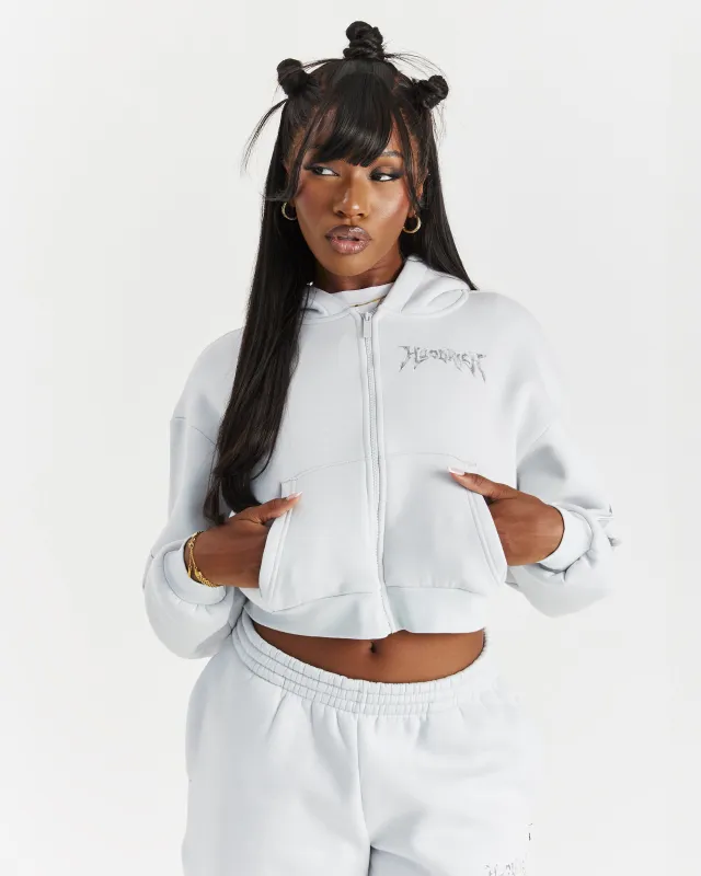 Spark Boxy Zip Hoodie - Off White/Silver sold by Hoodrich