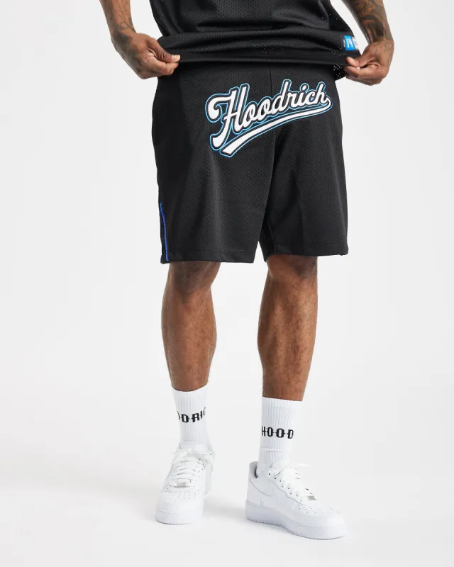 Stadium Basketball Shorts - Black/White/Blue made by Hoodrich