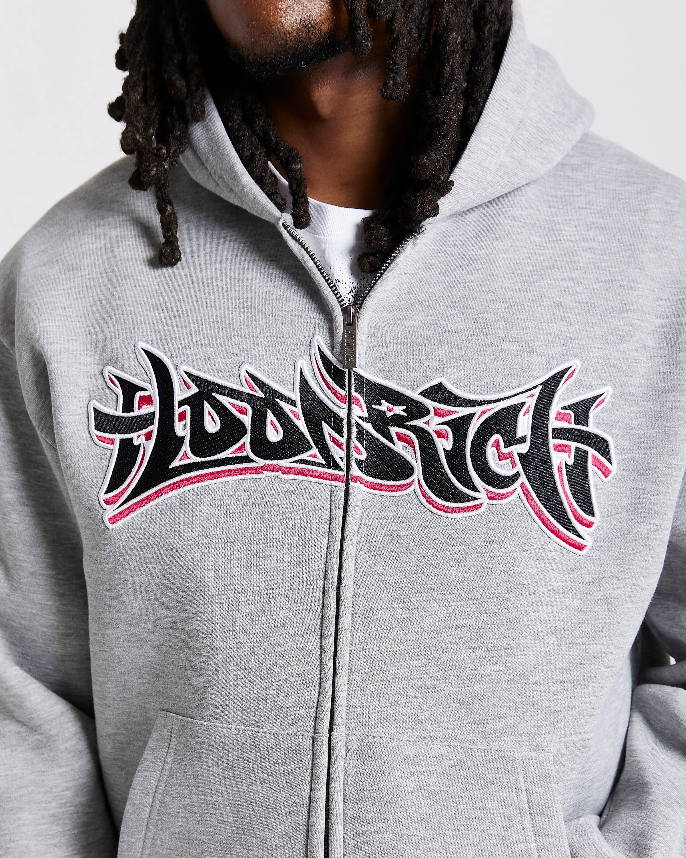 Graff Oversized Zip Hoodie - Grey/Black/Pink sold by Hoodrich product image thumbnail 2