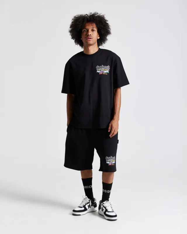 Graff Rave Oversized Shorts - Black/Grey/Pink sold by Hoodrich