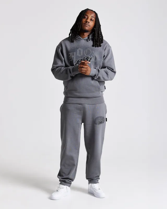 Iron Oversized Joggers - Grey/Rhinestones sold by Hoodrich
