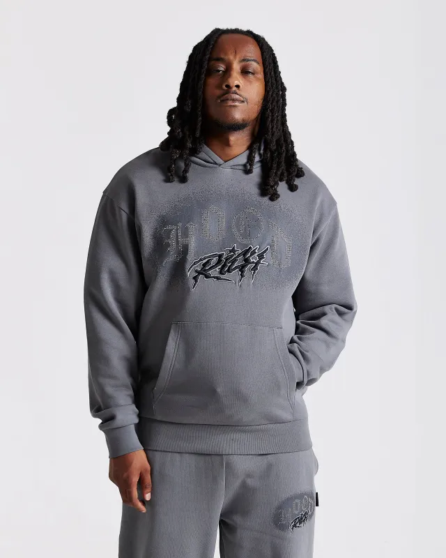 Iron Oversized Hoodie - Grey/Rhinestones sold by Hoodrich