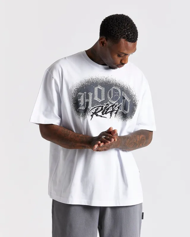 Iron Oversized T-Shirt - White/Rhinestones sold by Hoodrich