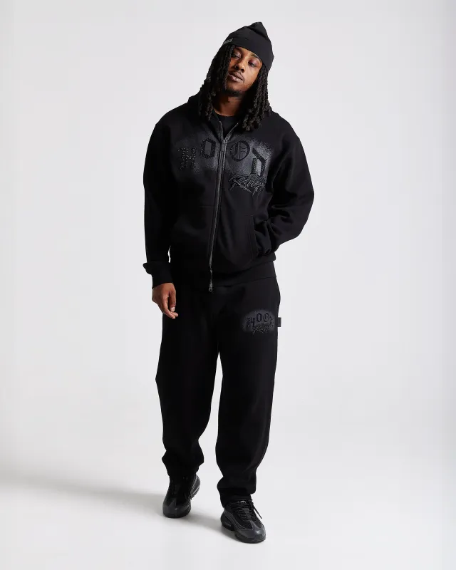 Iron Oversized Joggers - Black/Rhinestones made by Hoodrich
