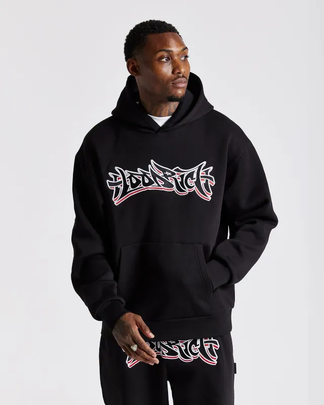 Graff Oversized Hoodie - Black/White/Red sold by Hoodrich