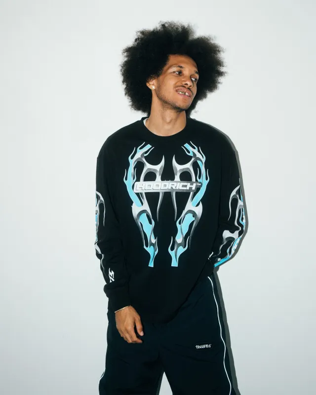 Racing Oversized Long Sleeve T-Shirt - Black/White/Blue sold by Hoodrich