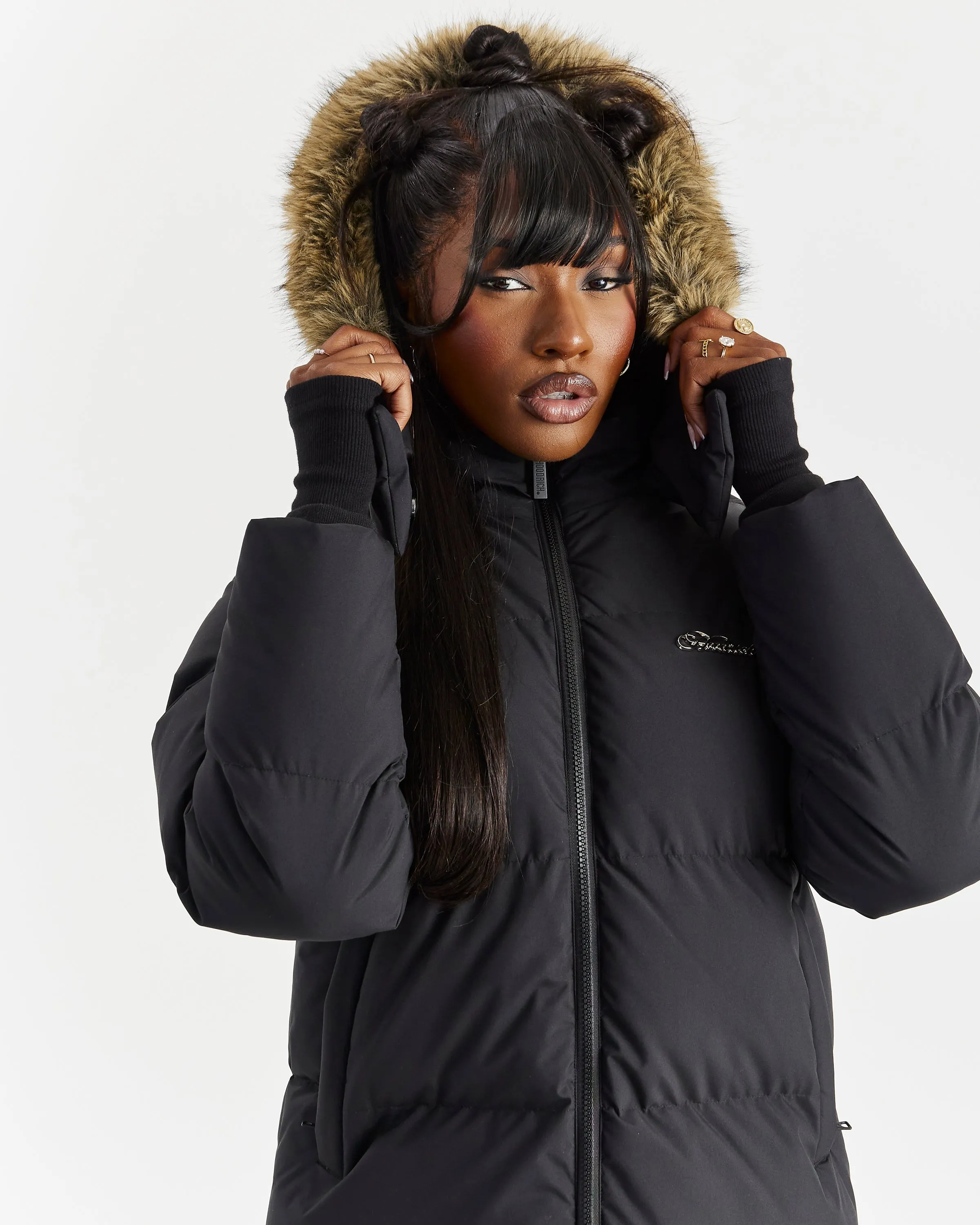 Script Hugo Longline Puffer - Black/Silver/Fur sold by Hoodrich product image thumbnail 2