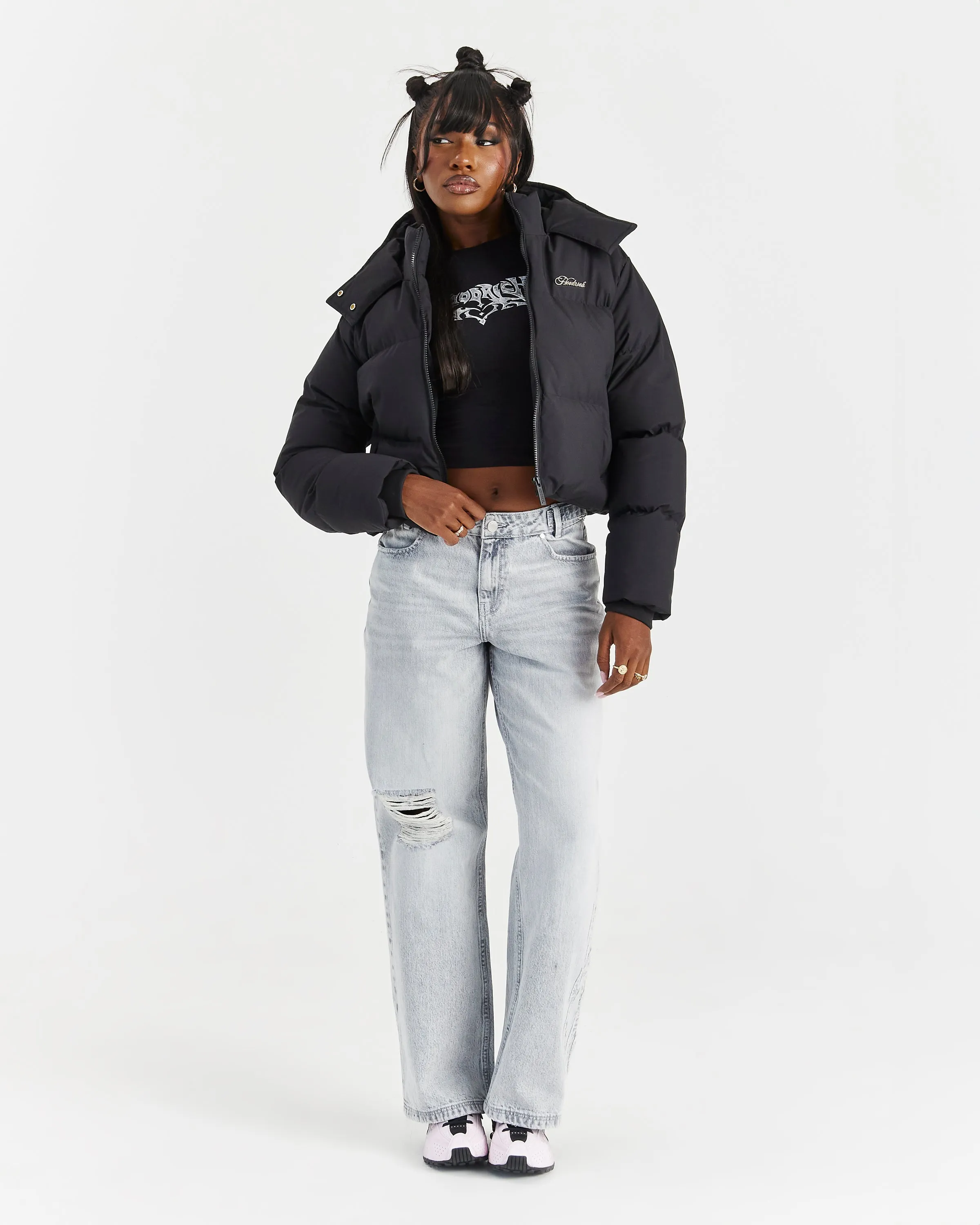 Script Hugo Cropped Puffer - Black/Silver sold by Hoodrich product image thumbnail 4