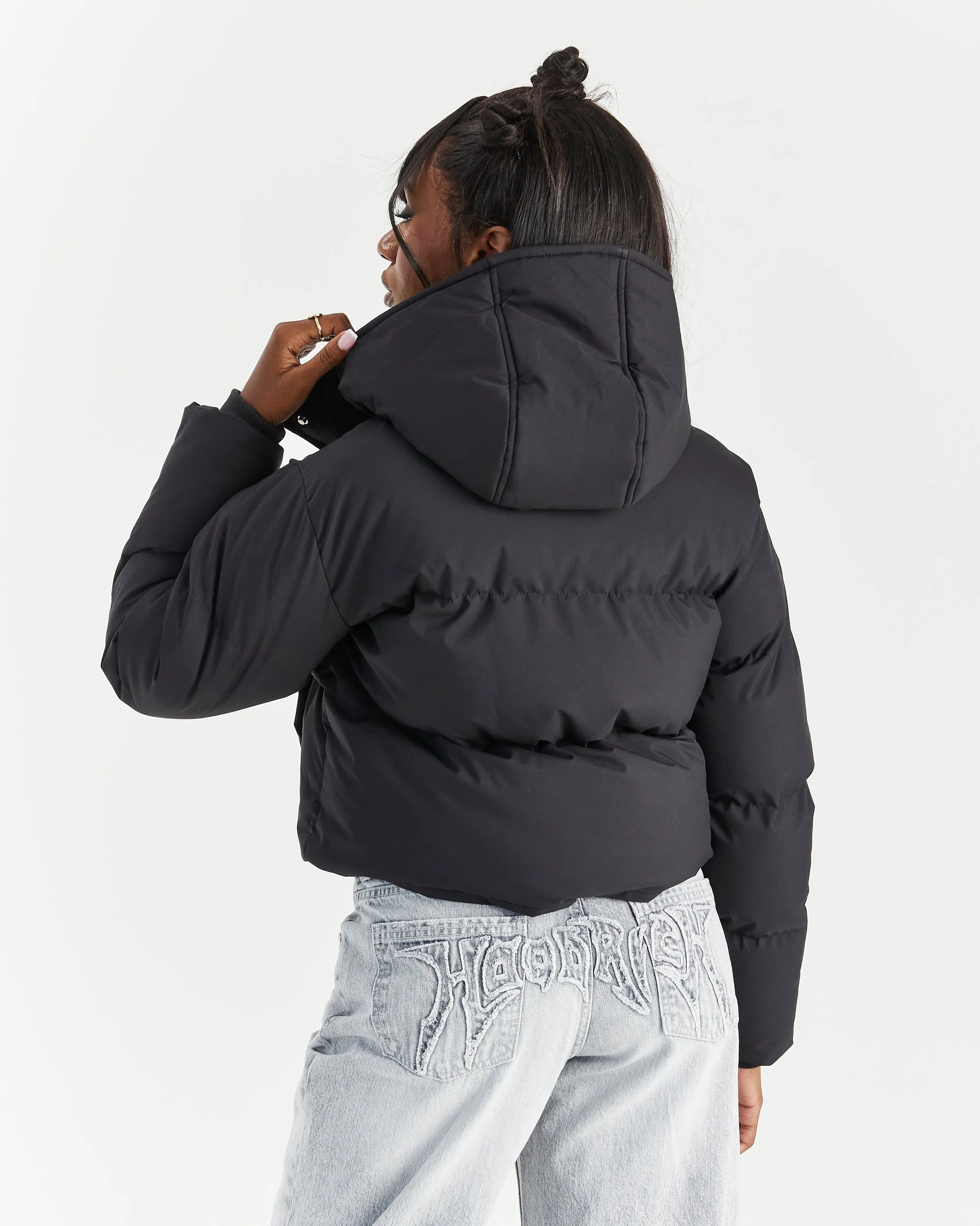 Script Hugo Cropped Puffer - Black/Silver sold by Hoodrich product image thumbnail 2