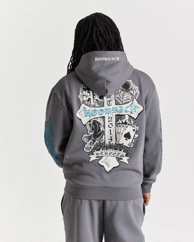 Cross Oversized Hoodie - Grey/Blue sold by Hoodrich