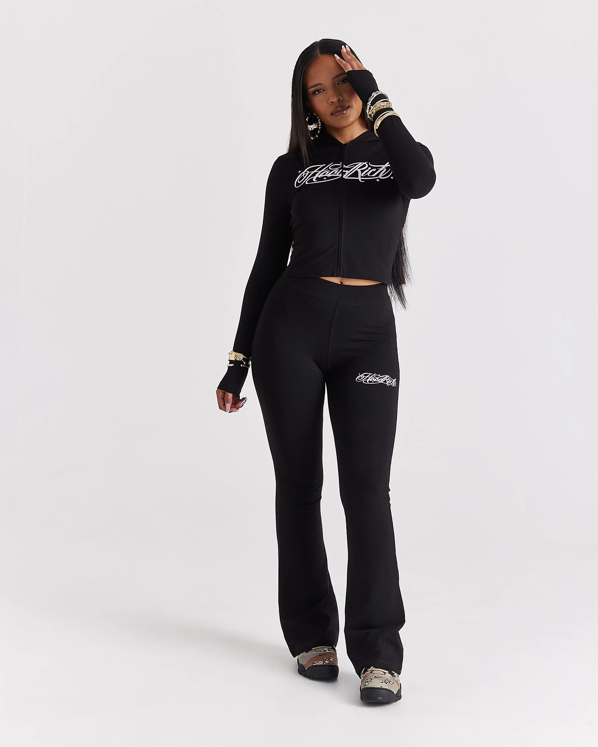 Solace Flare Leggings - Black/Pink sold by Hoodrich product image thumbnail 2