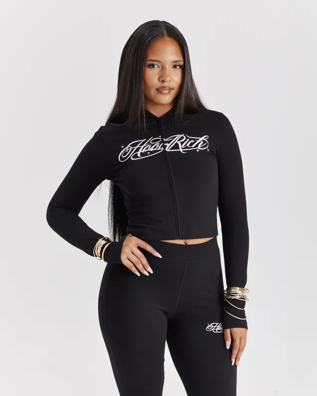 Solace Fitted Zip Top - Black/Pink sold by Hoodrich