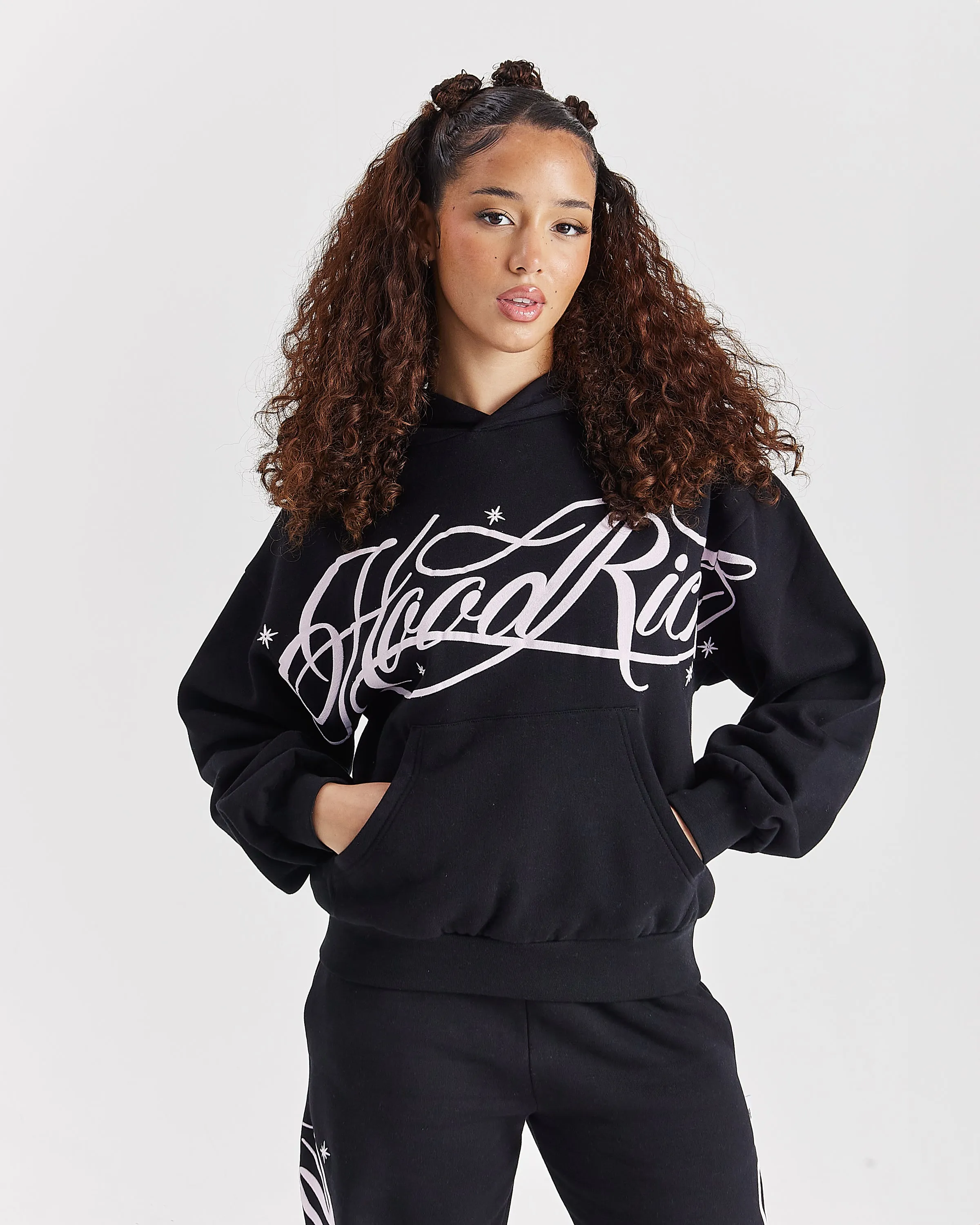 Solace Mid Length Hoodie - Black/Pink sold by Hoodrich