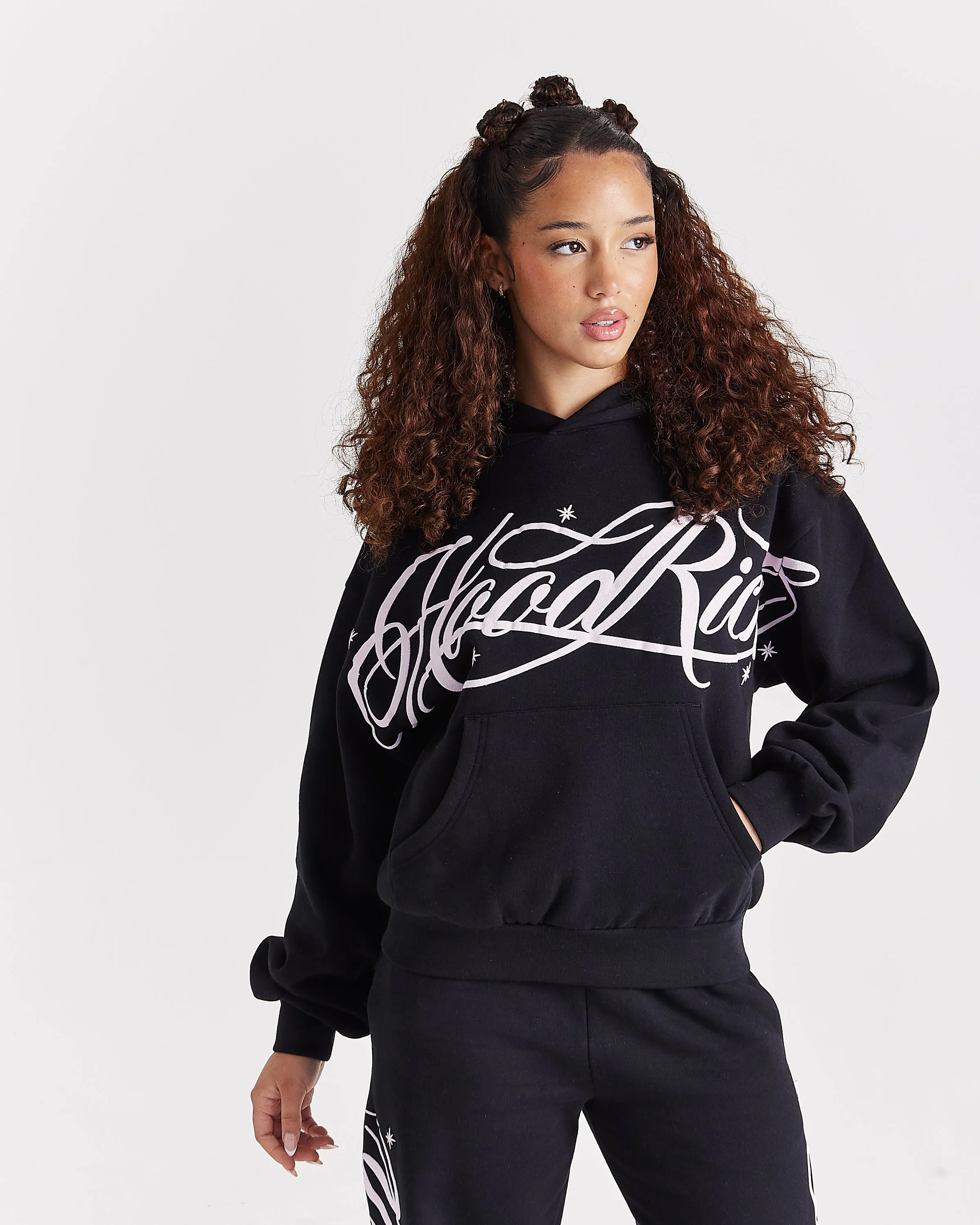 Solace Mid Length Hoodie - Black/Pink sold by Hoodrich product image thumbnail 4