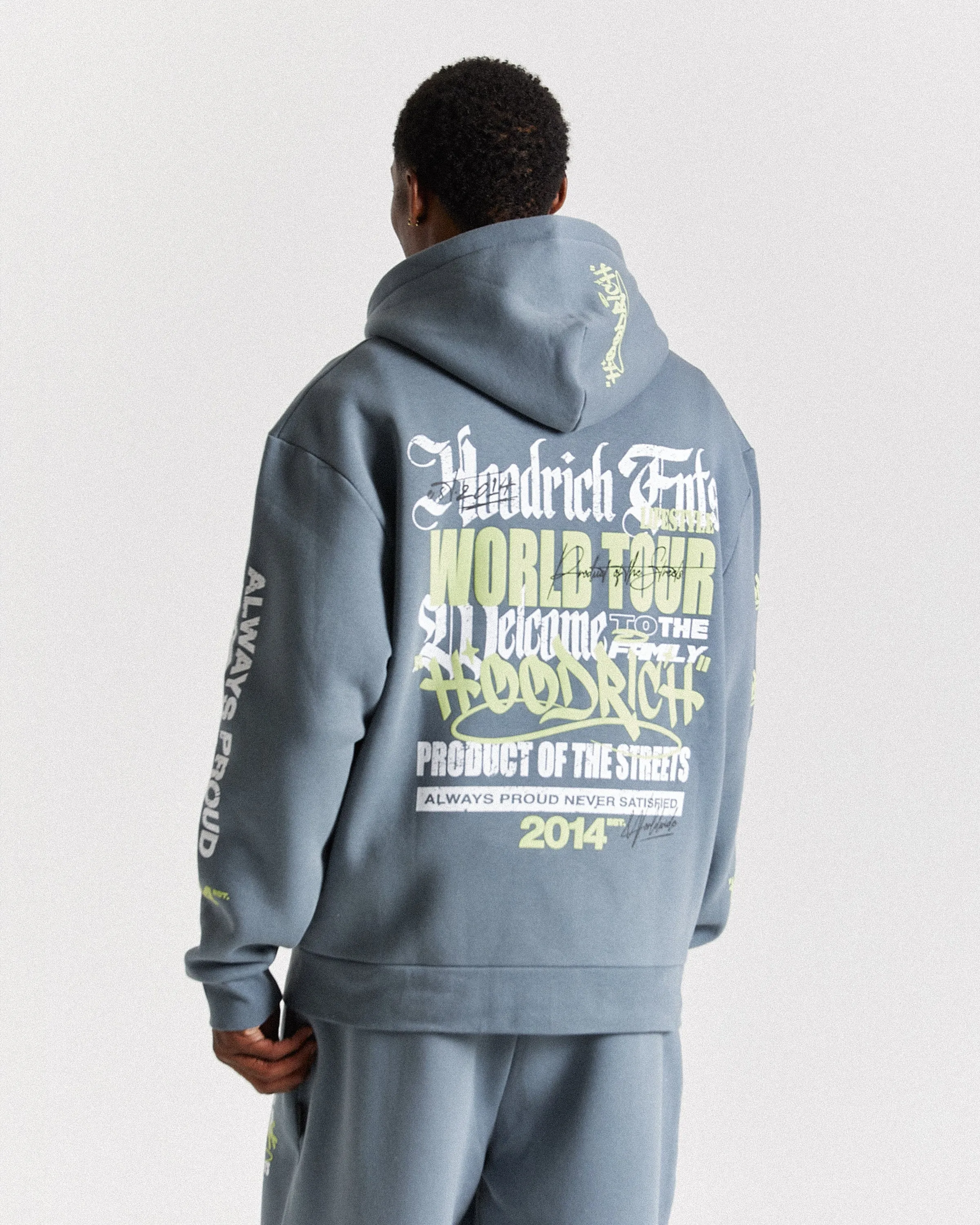 Stamp Tour Oversized Zip Hoodie - Grey/White/Lime sold by Hoodrich product image thumbnail 2