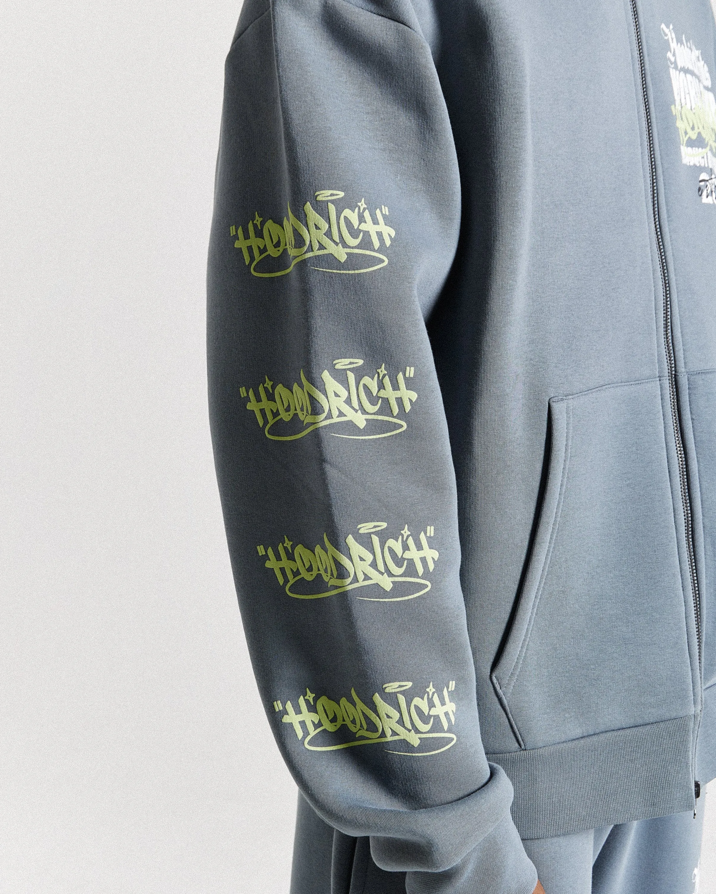 Stamp Tour Oversized Zip Hoodie - Grey/White/Lime sold by Hoodrich product image thumbnail 4
