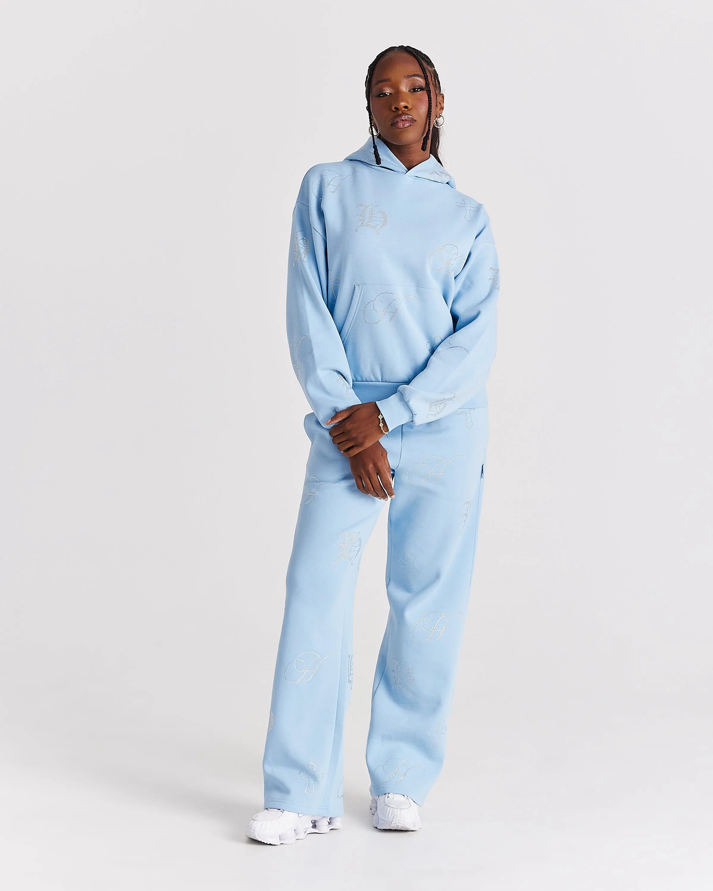 Crystal Mid Length Hoodie - Light Blue/Rhinestone sold by Hoodrich product image thumbnail 5