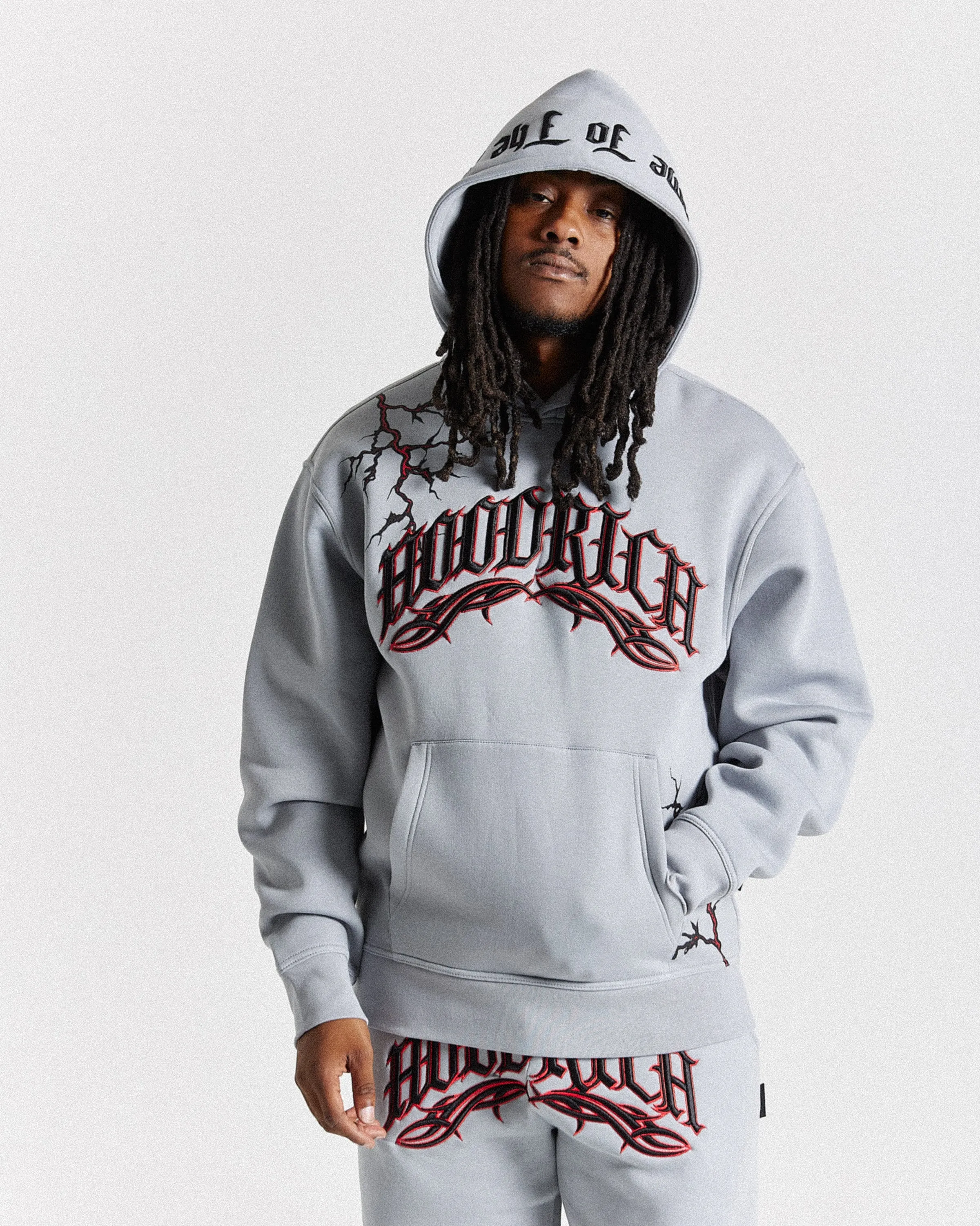 Dark Oversized Hoodie - Grey/Black/Red sold by Hoodrich