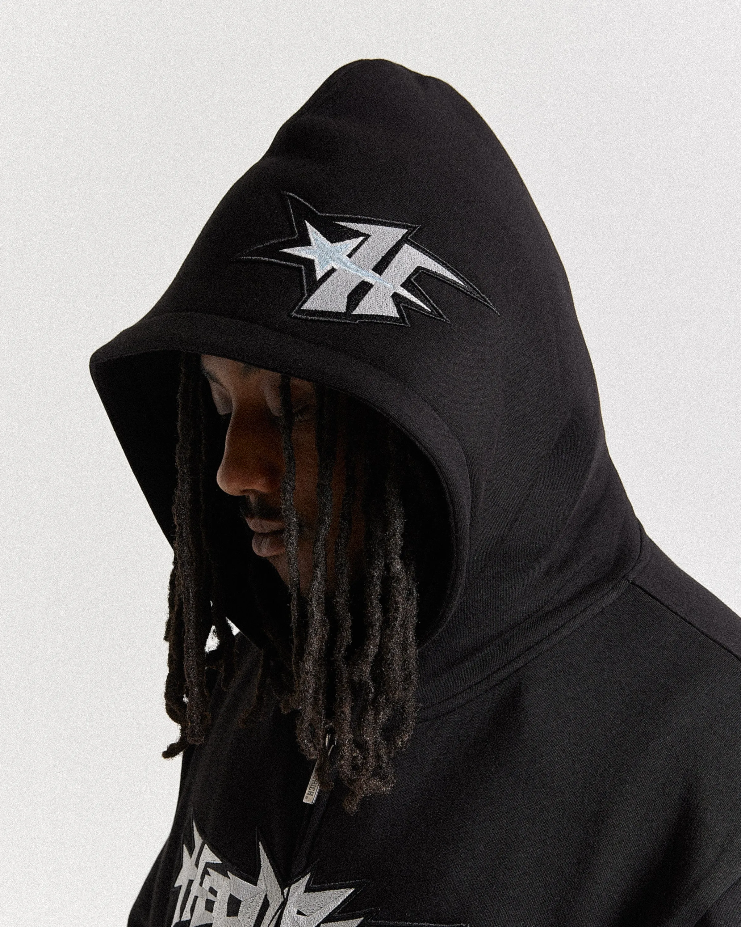 Triluxe Oversized Zip Through Hoodie - Black/White sold by Hoodrich product image thumbnail 2