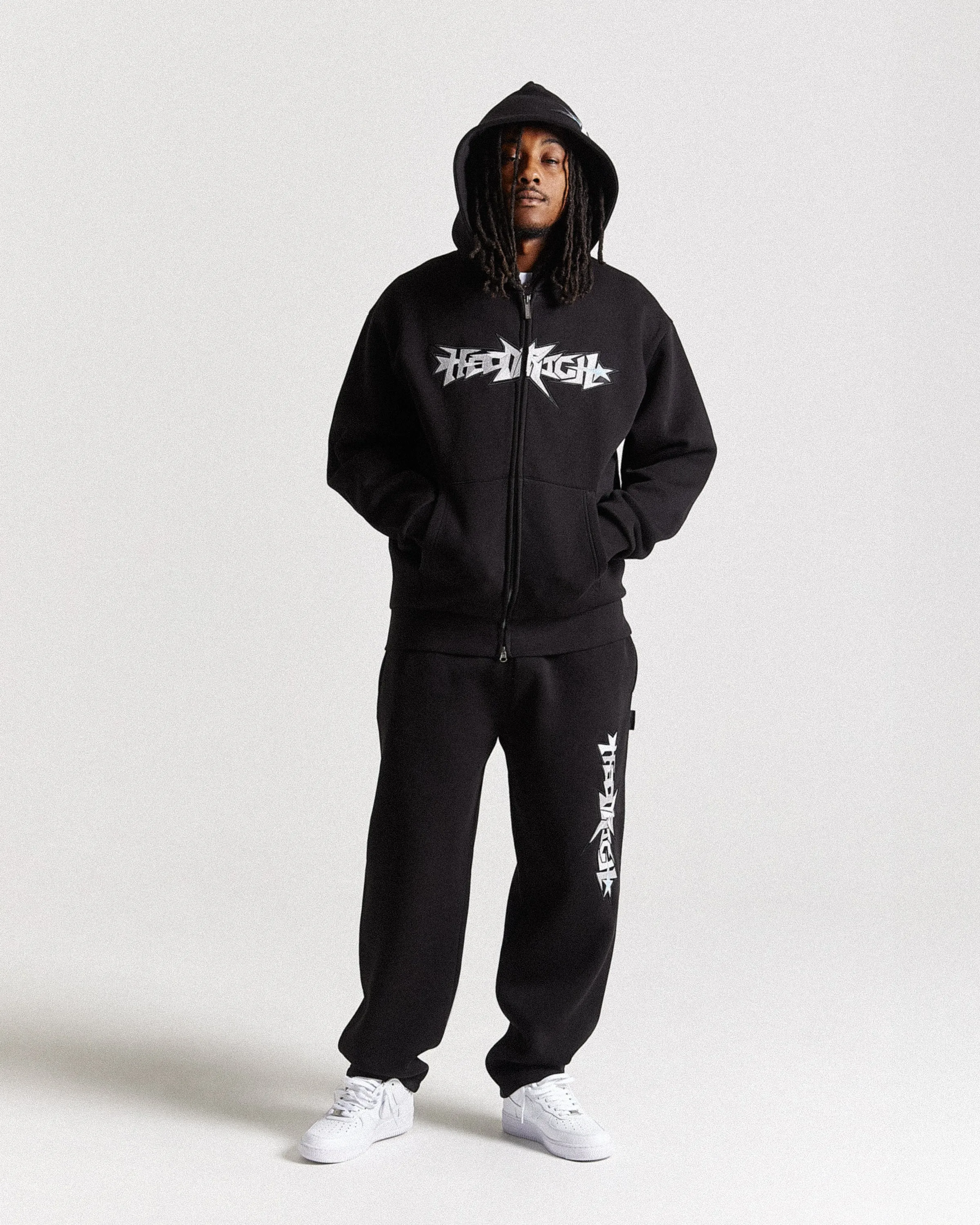 Triluxe Oversized Zip Through Hoodie - Black/White sold by Hoodrich product image thumbnail 3