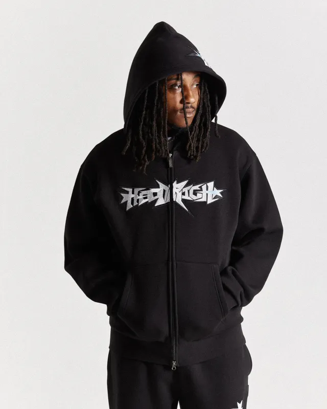Triluxe Oversized Zip Through Hoodie - Black/White sold by Hoodrich