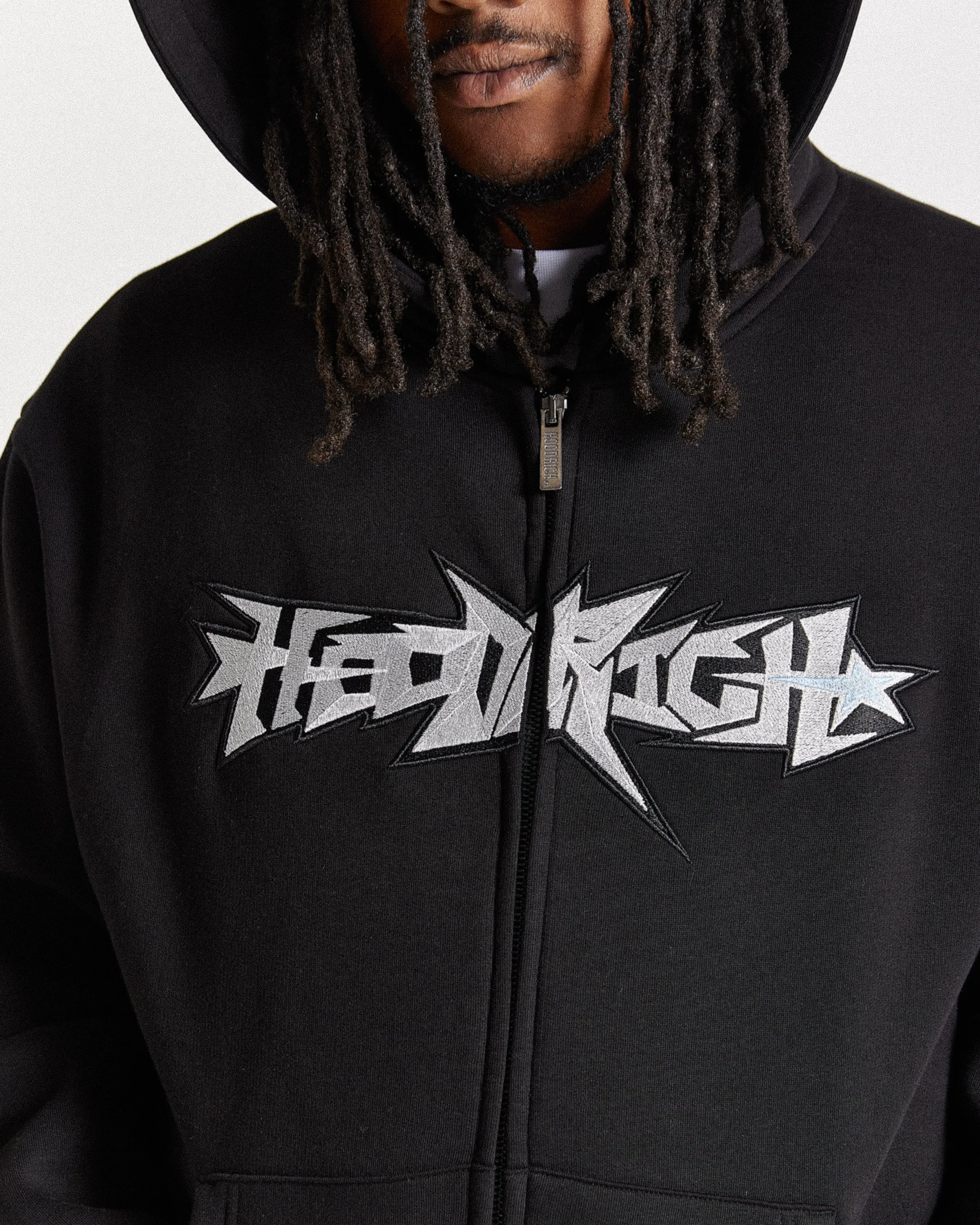 Triluxe Oversized Zip Through Hoodie - Black/White sold by Hoodrich product image thumbnail 4