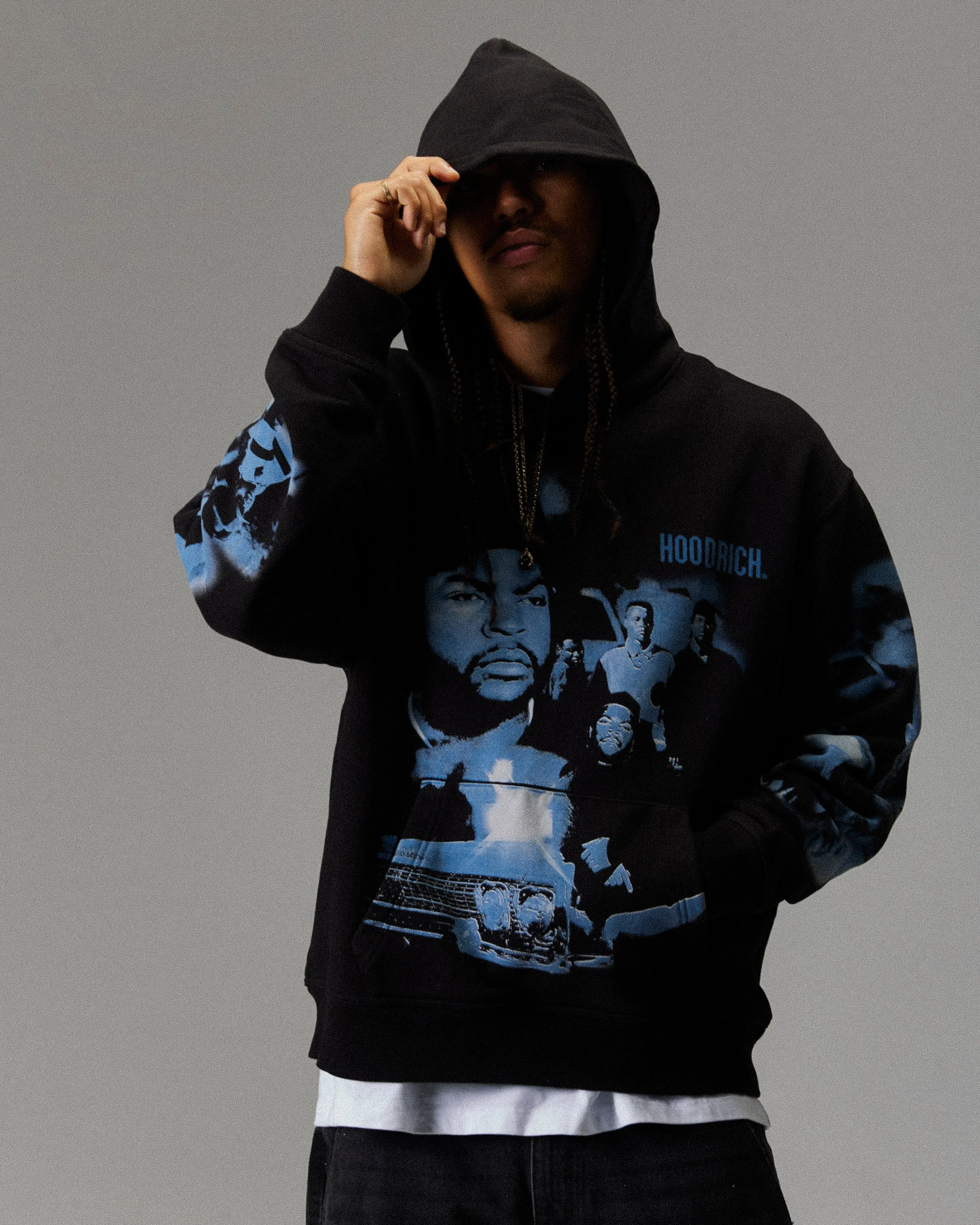 Hustle Boyz N The Hood Hoodie - Black/Blue sold by Hoodrich