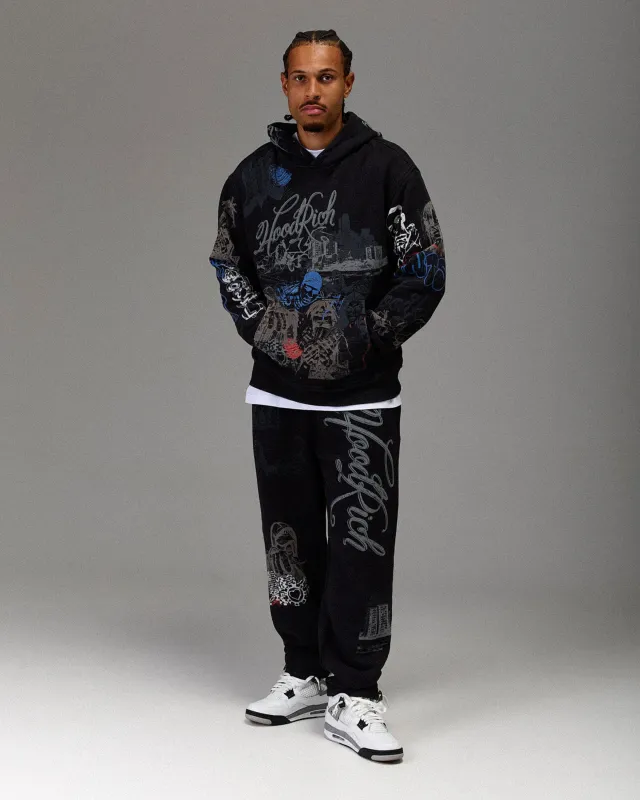 The Winner's Circle Oversized Jogger - Black Wash sold by Hoodrich