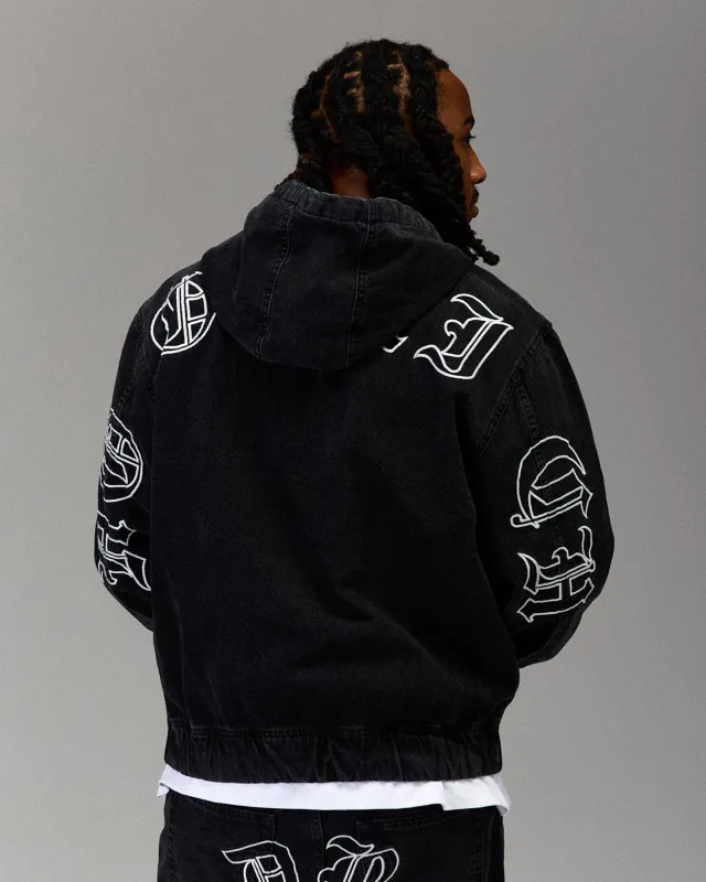 The Winner's Circle Denim Hooded Jacket - Black/White sold by Hoodrich