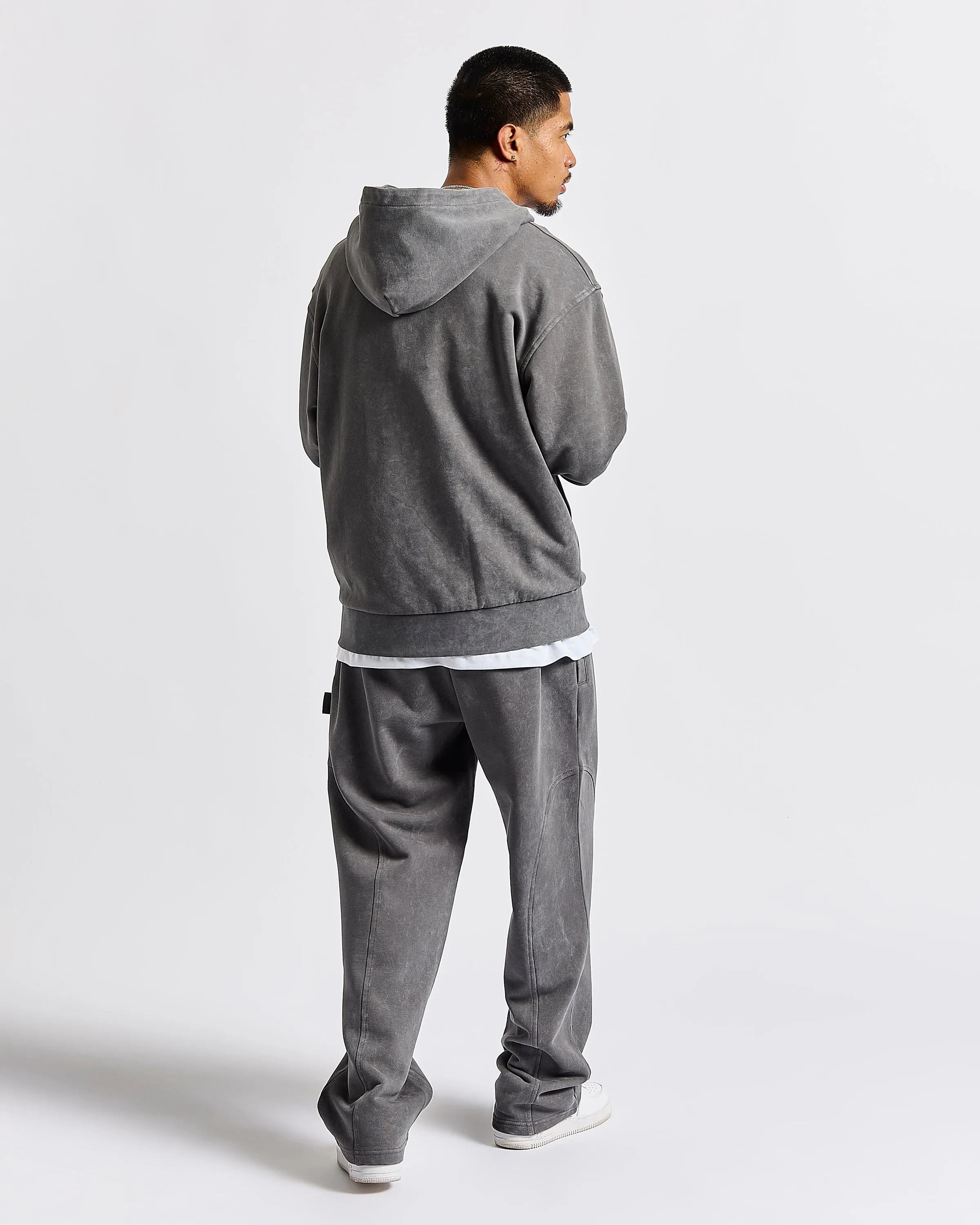 Cursed Oversized Zip Hoodie - Grey Wash/Black sold by Hoodrich product image thumbnail 4