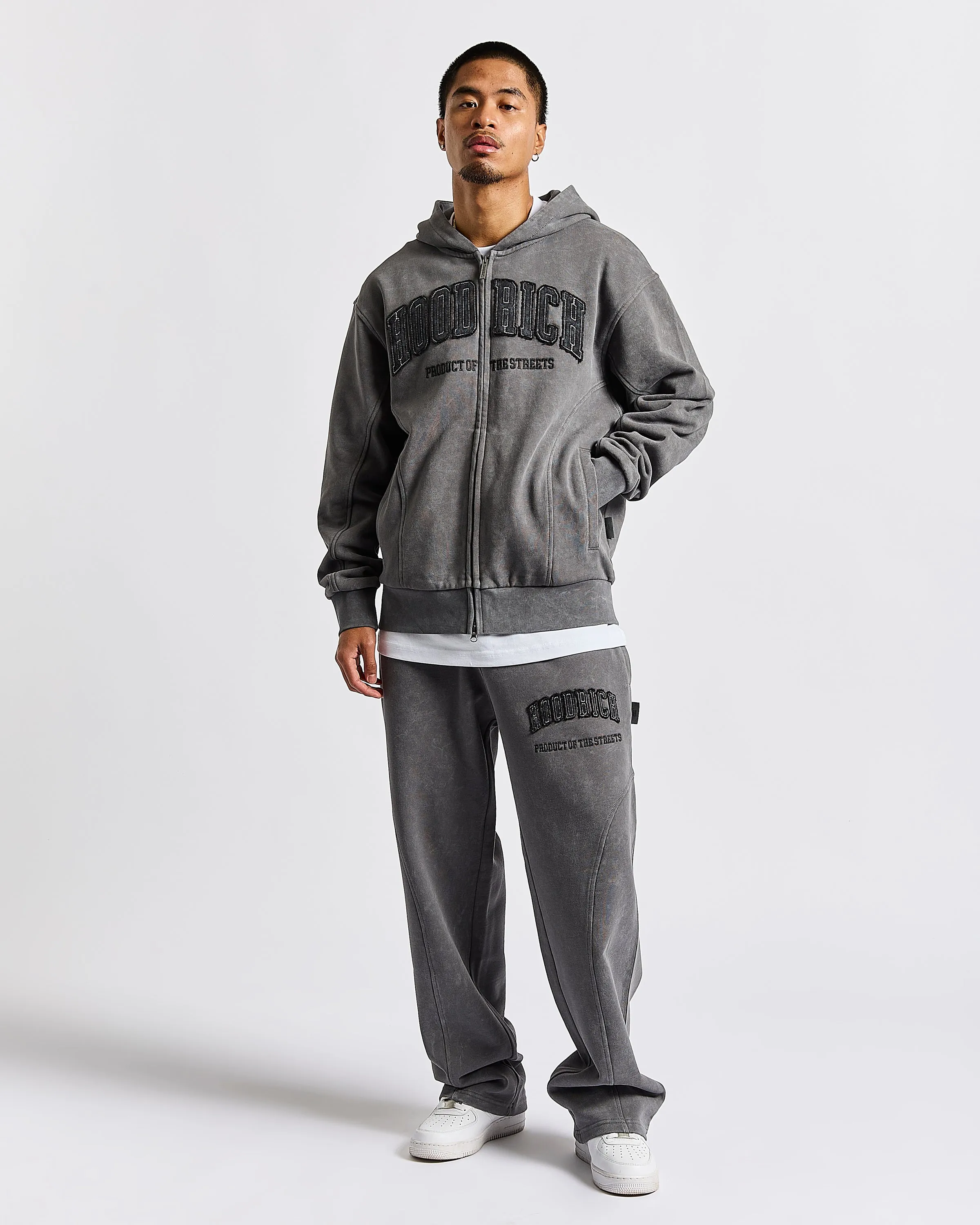 Cursed Oversized Wide Leg Jogger - Grey Wash/Black sold by Hoodrich product image thumbnail 2
