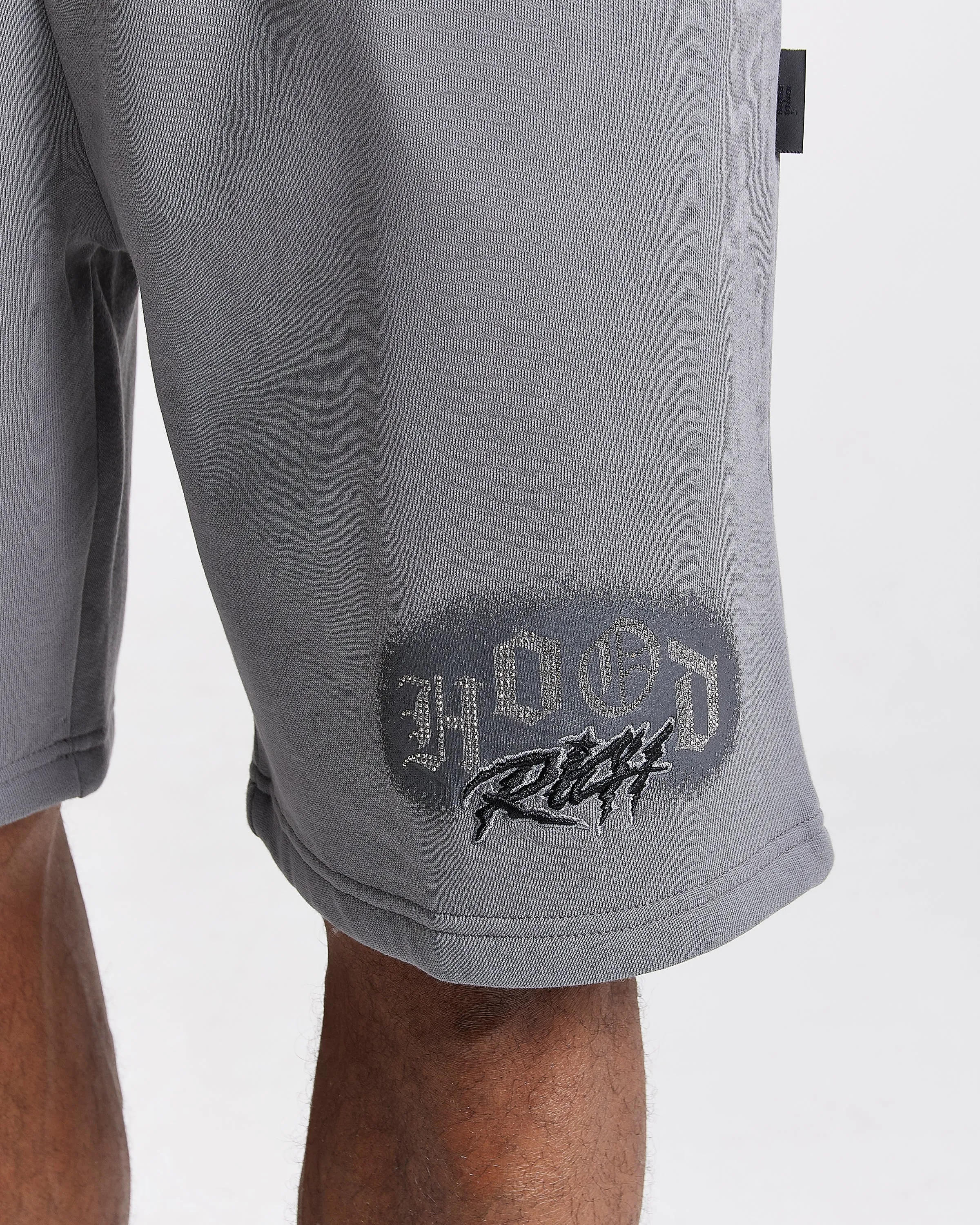 Iron Oversized Shorts - Grey/Rhinestones sold by Hoodrich product image thumbnail 2