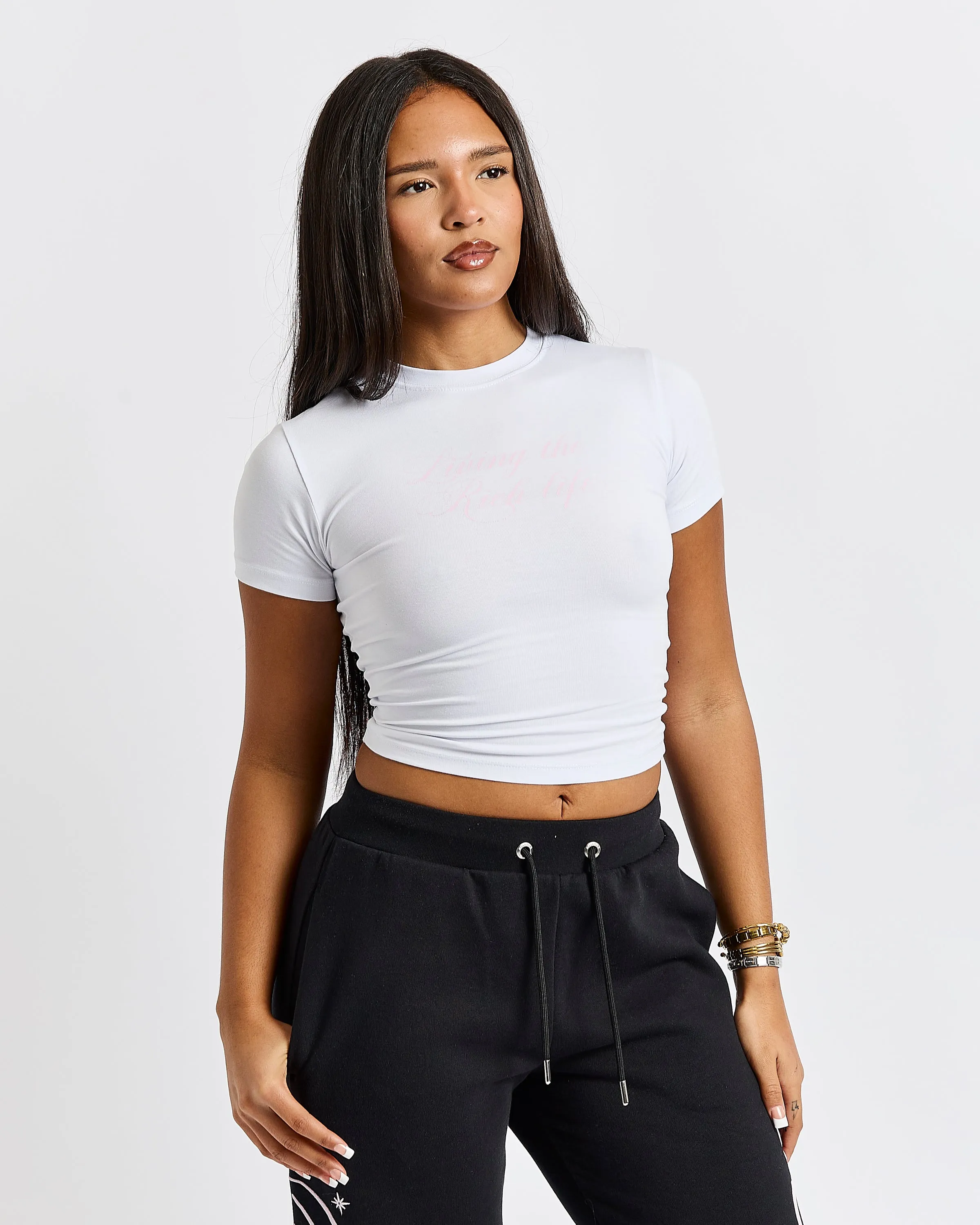 Living The Rich Fitted Tee - White/Pink sold by Hoodrich product image thumbnail 5