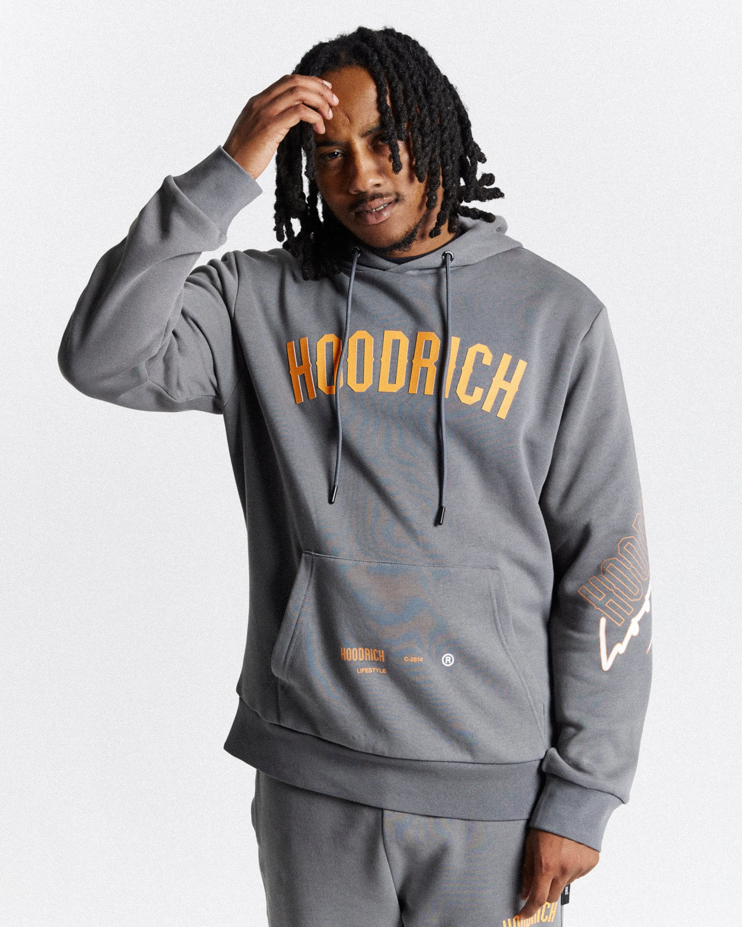 Caliber Hoodie - Grey/Orange/White sold by Hoodrich