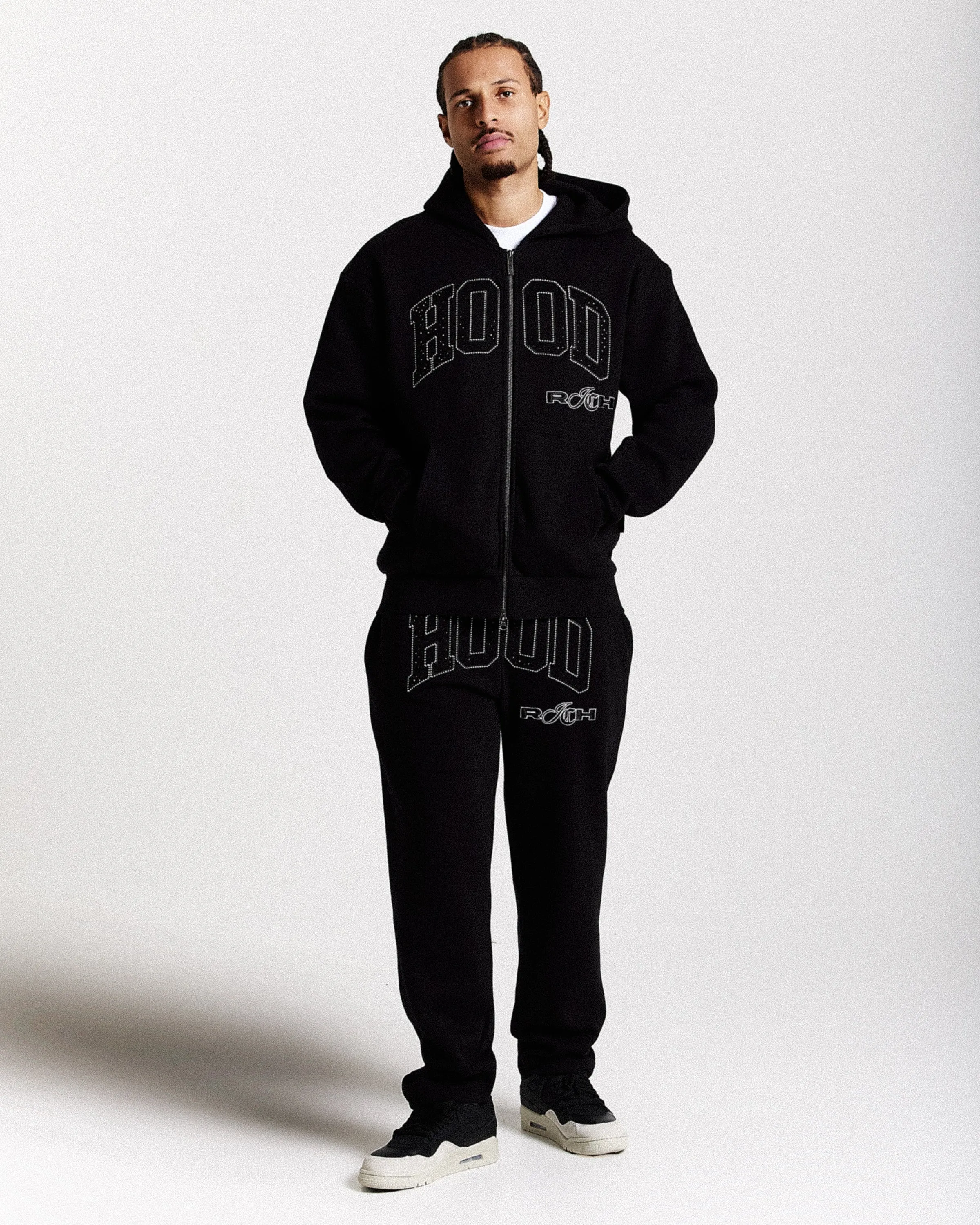 Captain Oversized Wide Leg Joggers - Black/White sold by Hoodrich