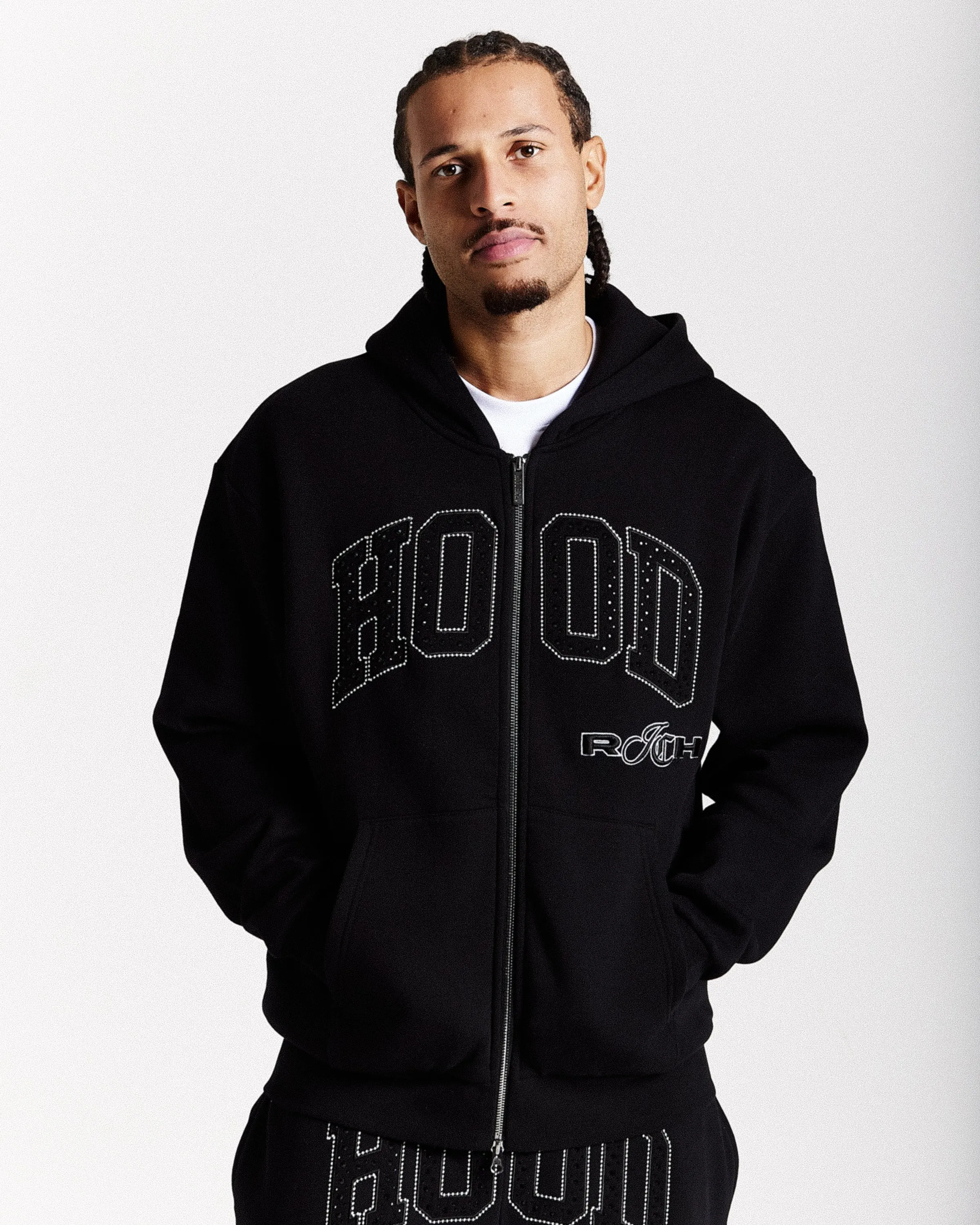 Captain Oversized Zip Hoodie - Black/White sold by Hoodrich