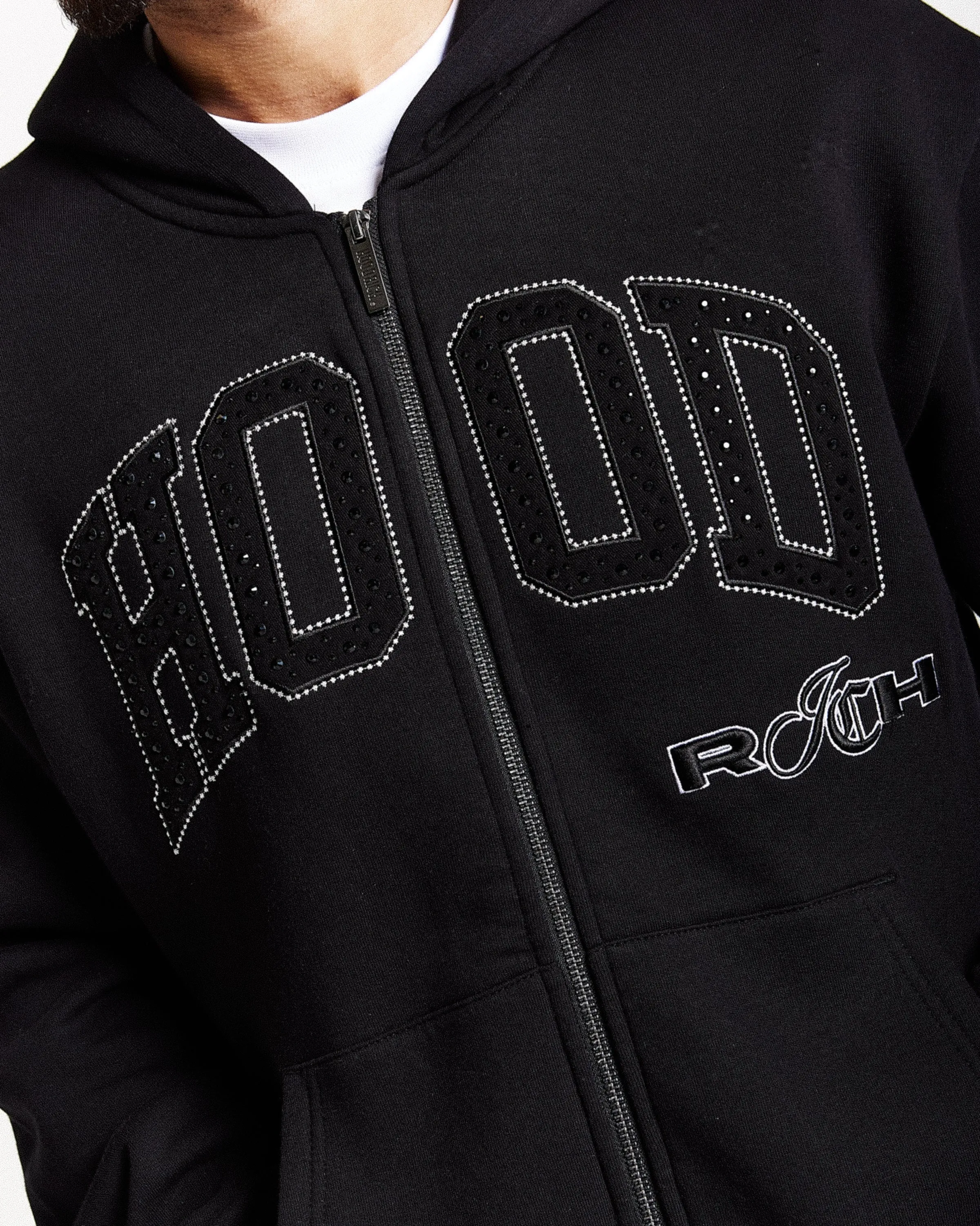 Captain Oversized Zip Hoodie - Black/White sold by Hoodrich product image thumbnail 3
