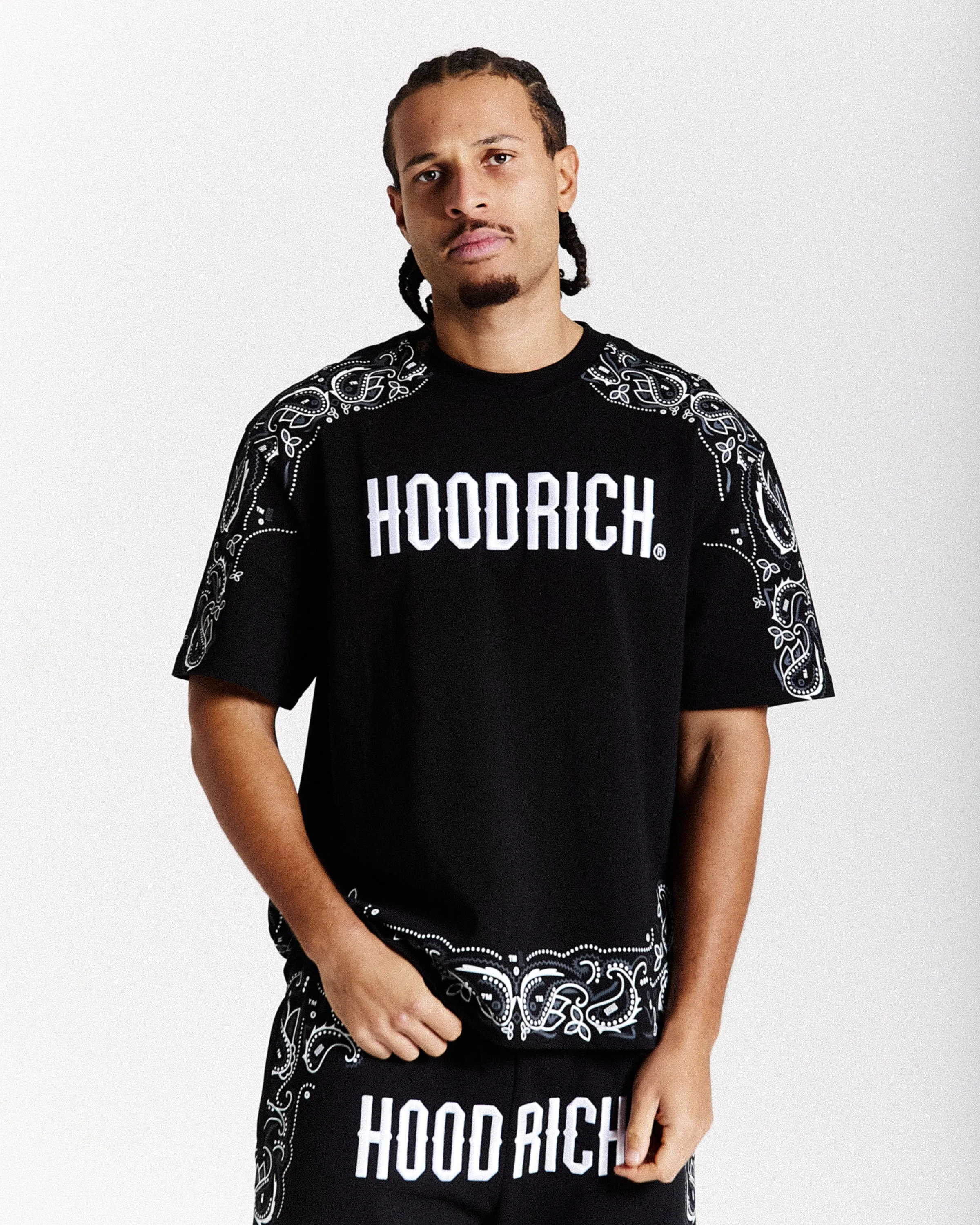 Motif Oversized T-Shirt - Black/White/Grey sold by Hoodrich