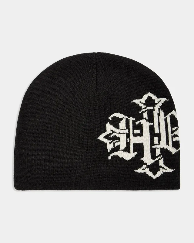 Virtux Skull Knit Beanie - Black/Grey made by Hoodrich