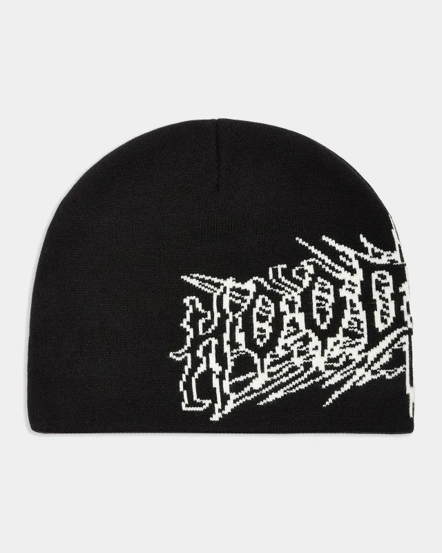 Spectral Fitted Knit Beanie - Black/White made by Hoodrich
