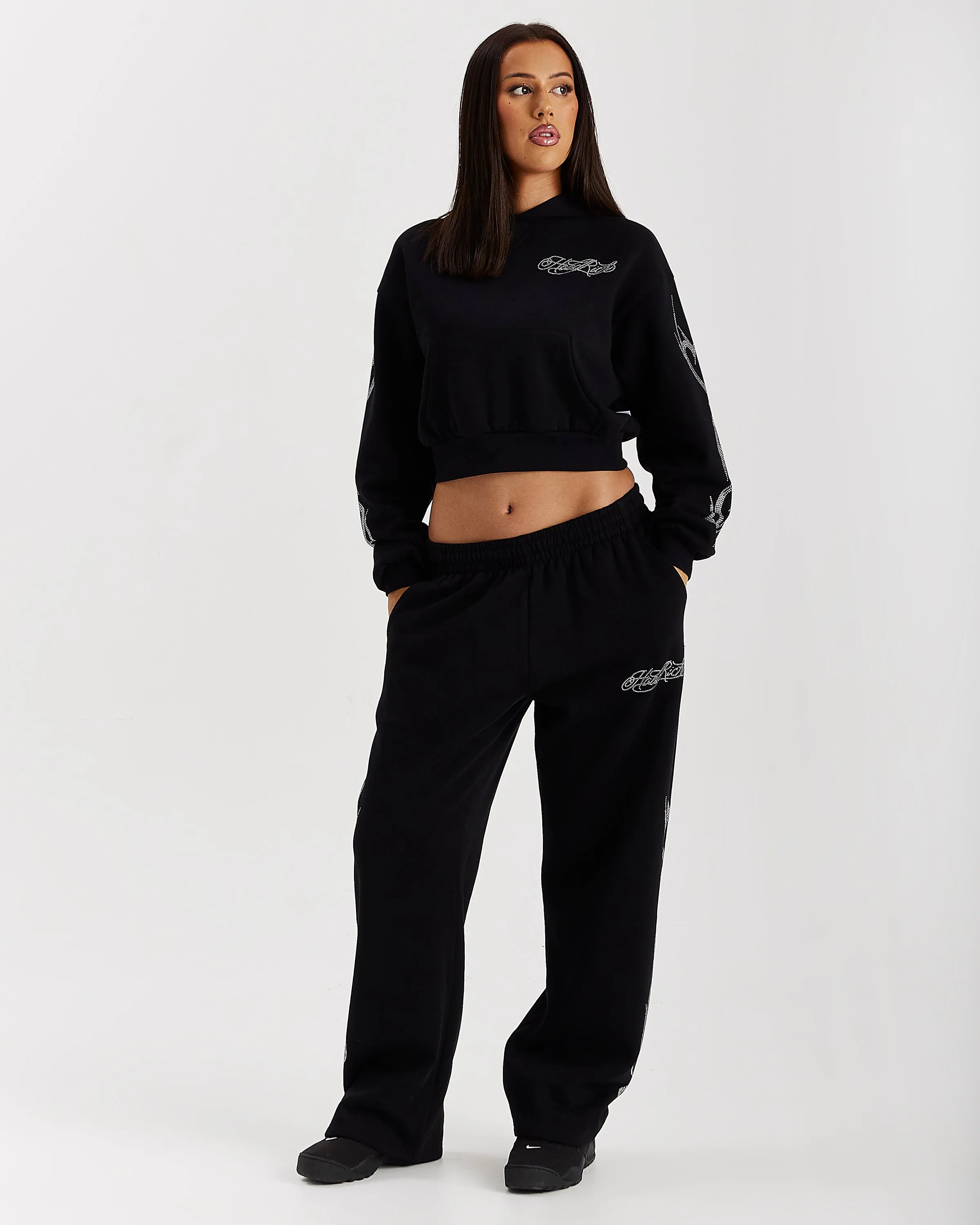 Morpho Oversized Wide Leg Joggers - Black/Silver sold by Hoodrich product image thumbnail 2