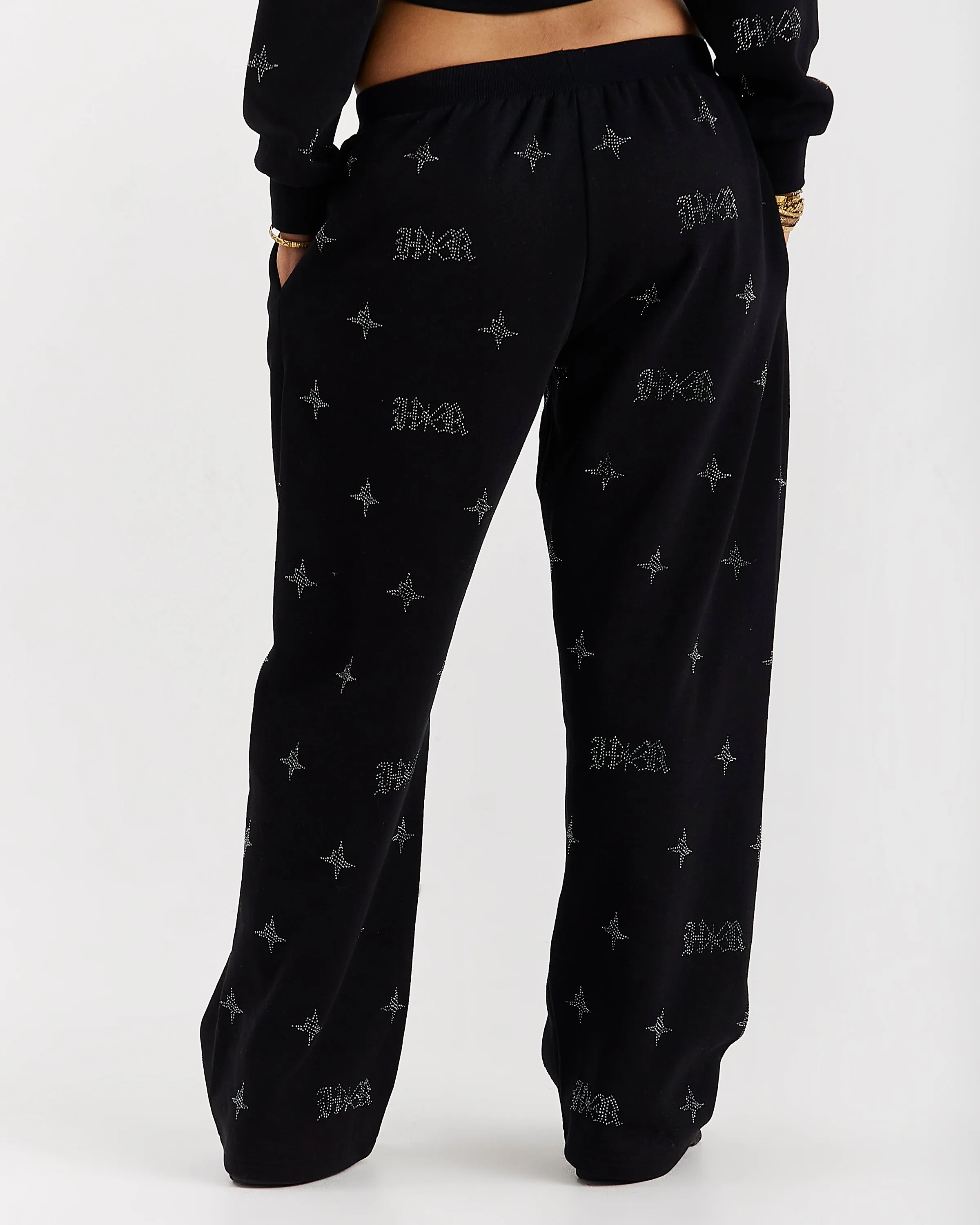 Razor Oversized Wide Leg Joggers - Black/Rhinestone sold by Hoodrich product image thumbnail 5