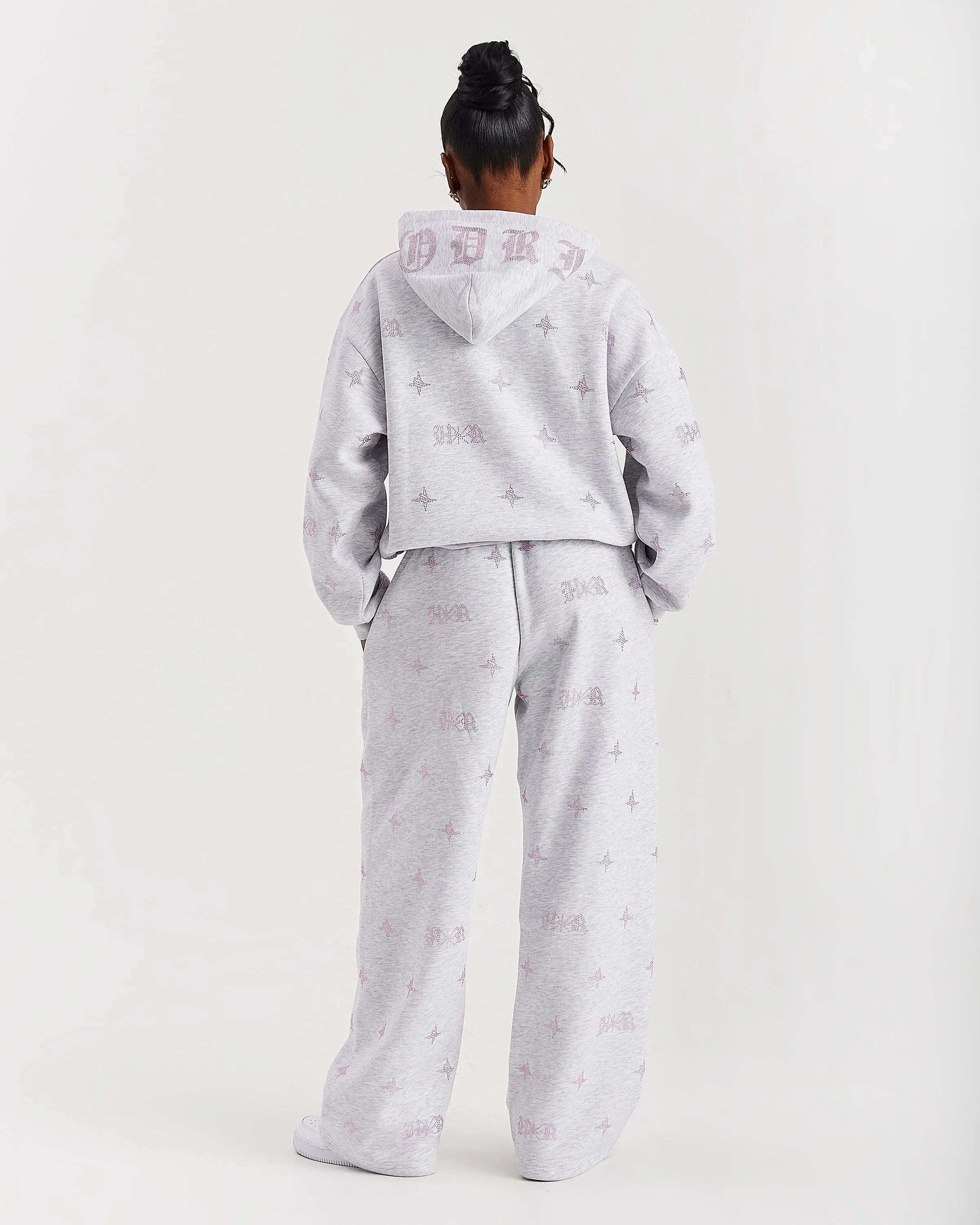 Razor Oversized Wide Leg Joggers - Light Grey/Rhinestone sold by Hoodrich product image thumbnail 4