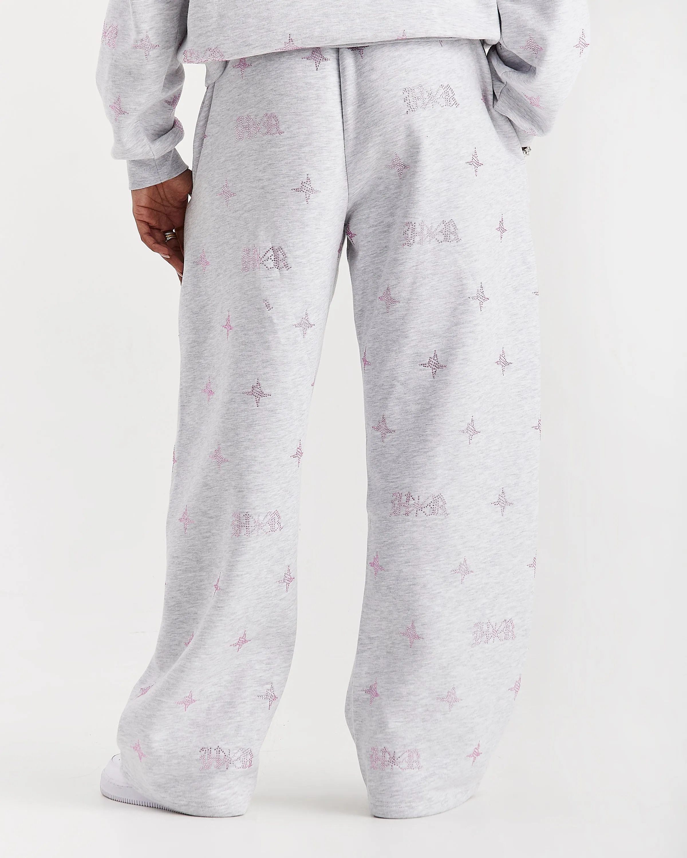 Razor Oversized Wide Leg Joggers - Light Grey/Rhinestone sold by Hoodrich product image thumbnail 5