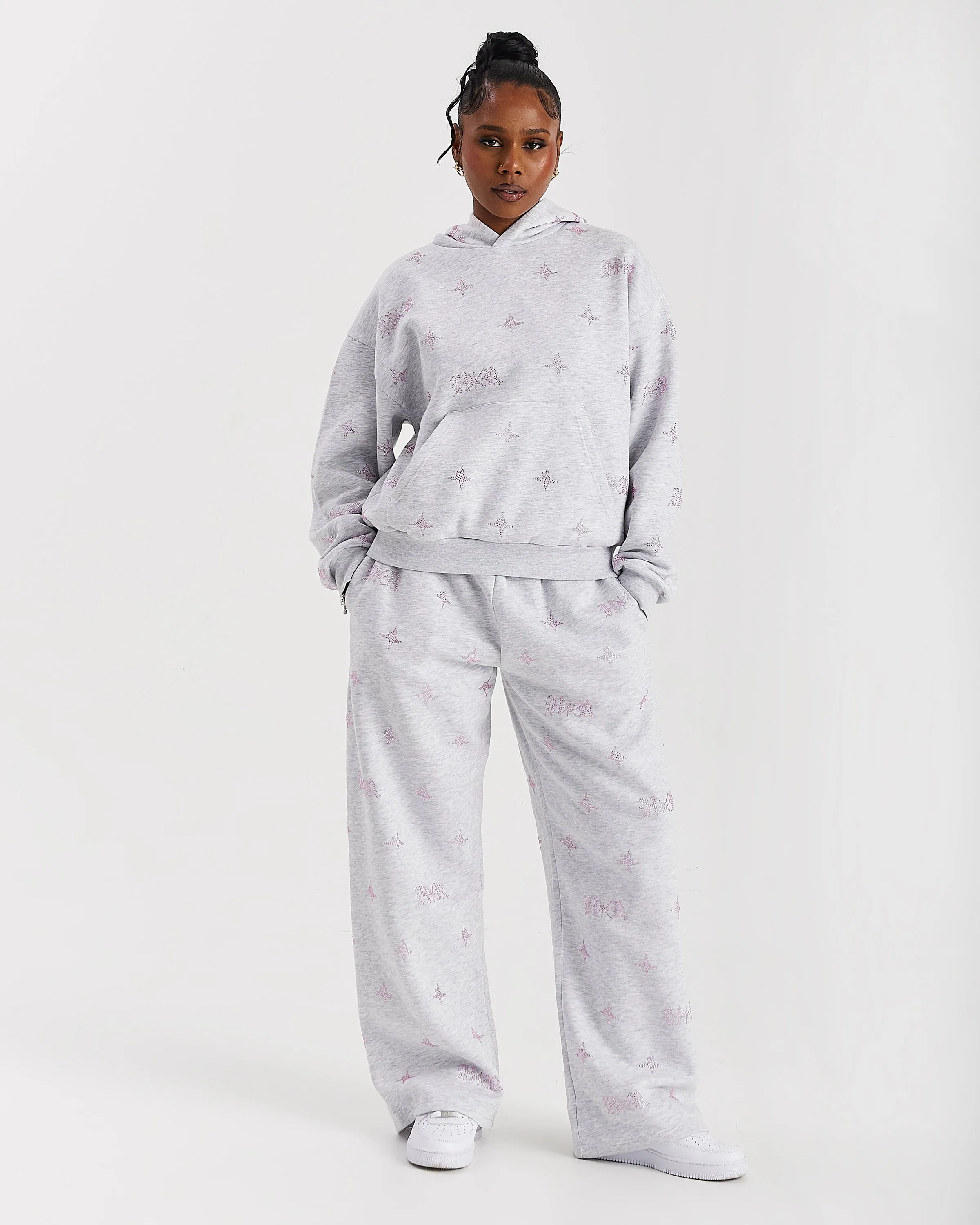 Razor Mid Length Hoodie - Light Grey/Rhinestone sold by Hoodrich product image thumbnail 3