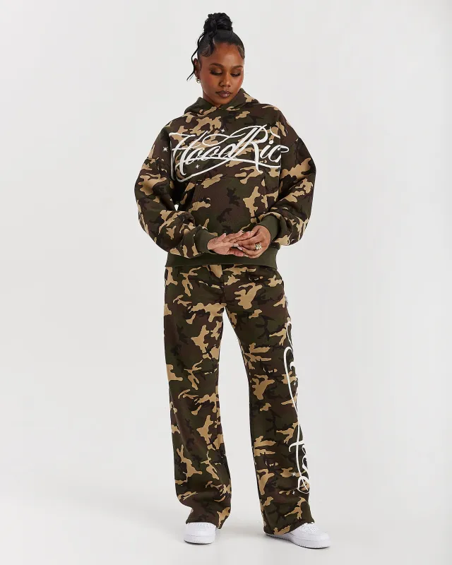 Solace Wide Leg Joggers - Camo made by Hoodrich
