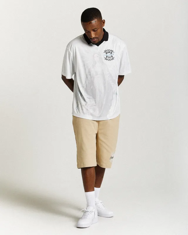 Rito Woven Shorts - Khaki/White sold by Hoodrich