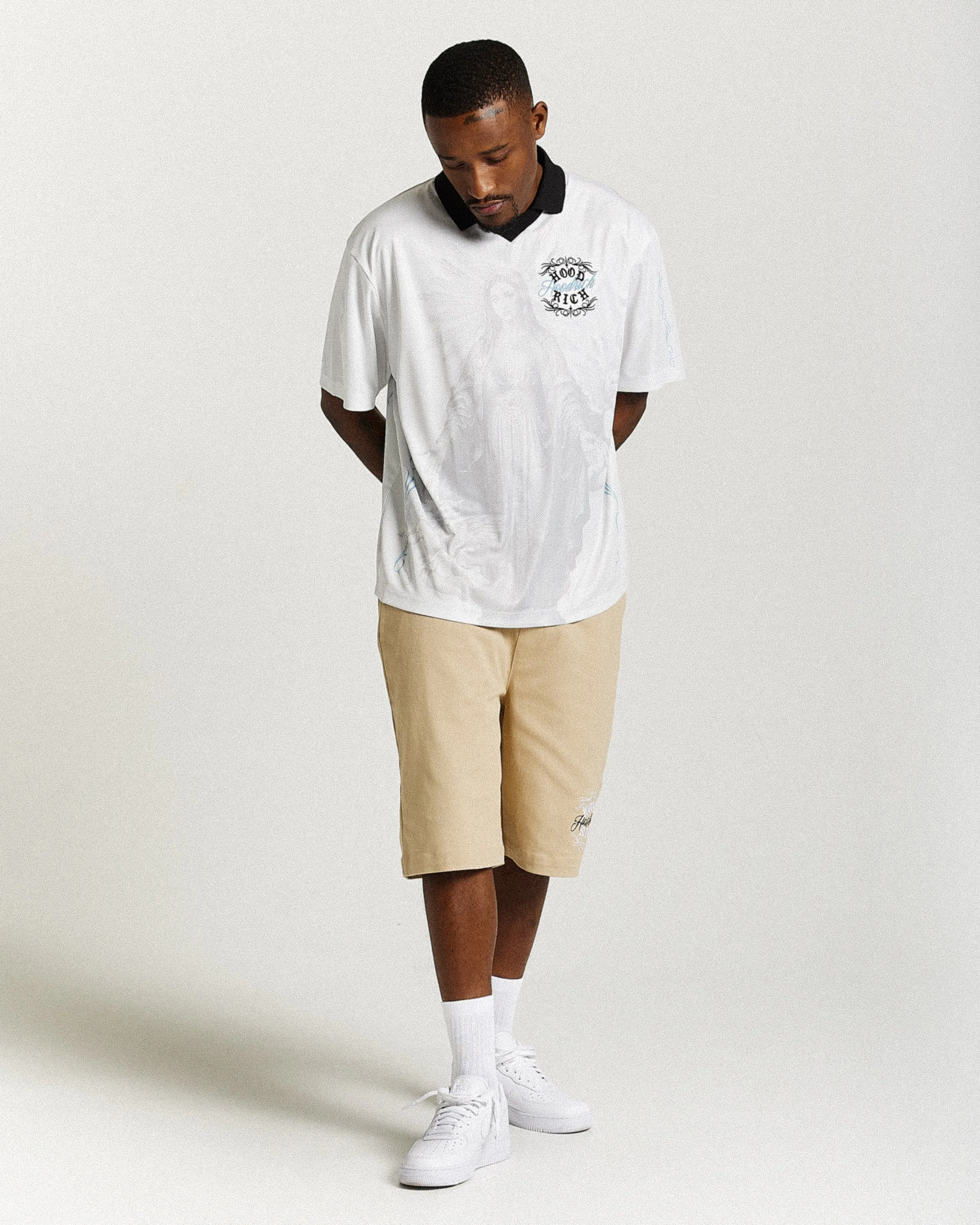 Rito Woven Shorts - Khaki/White sold by Hoodrich