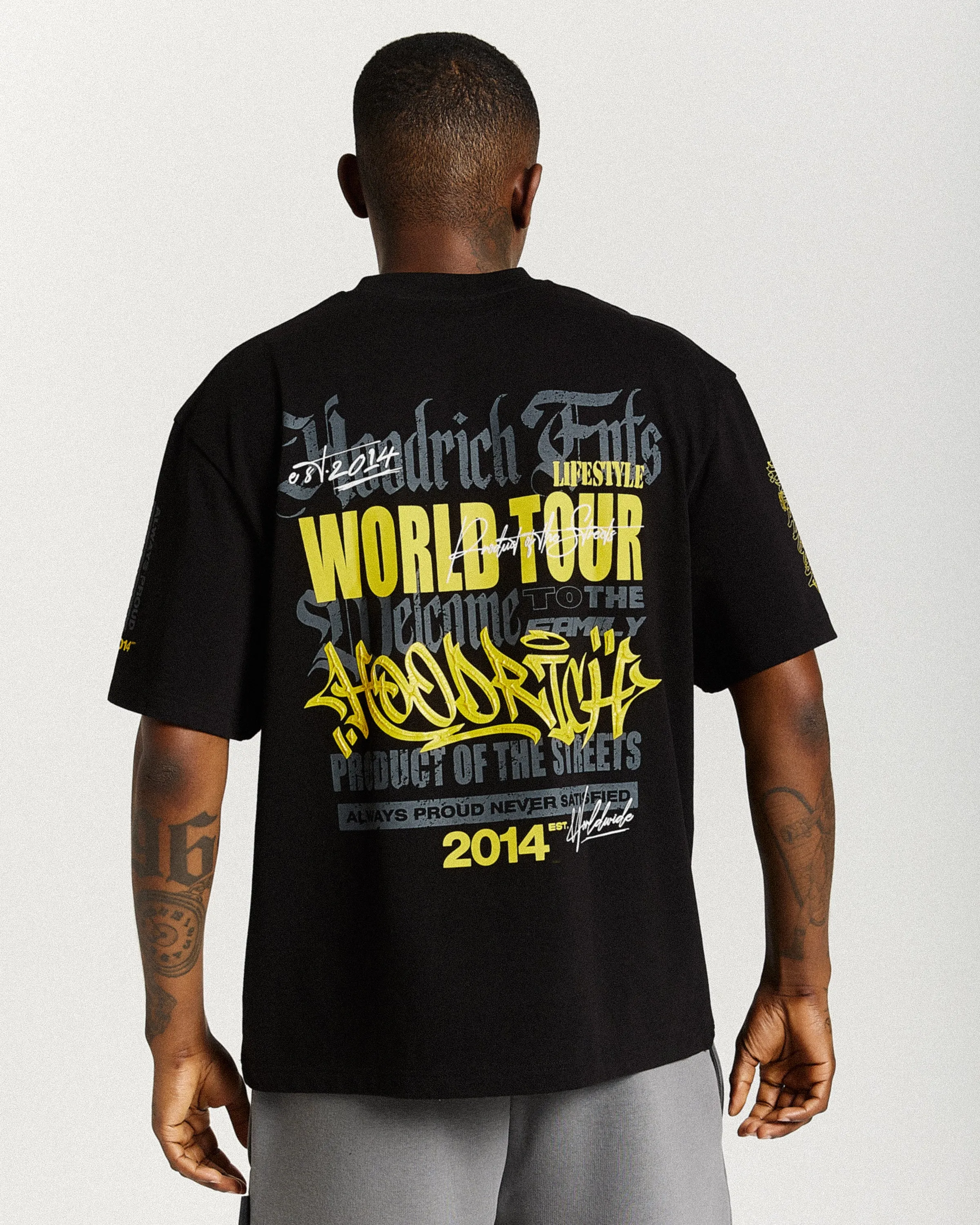 Stamp Tour Oversized T-Shirt - Black/Grey/Yellow sold by Hoodrich product image thumbnail 2